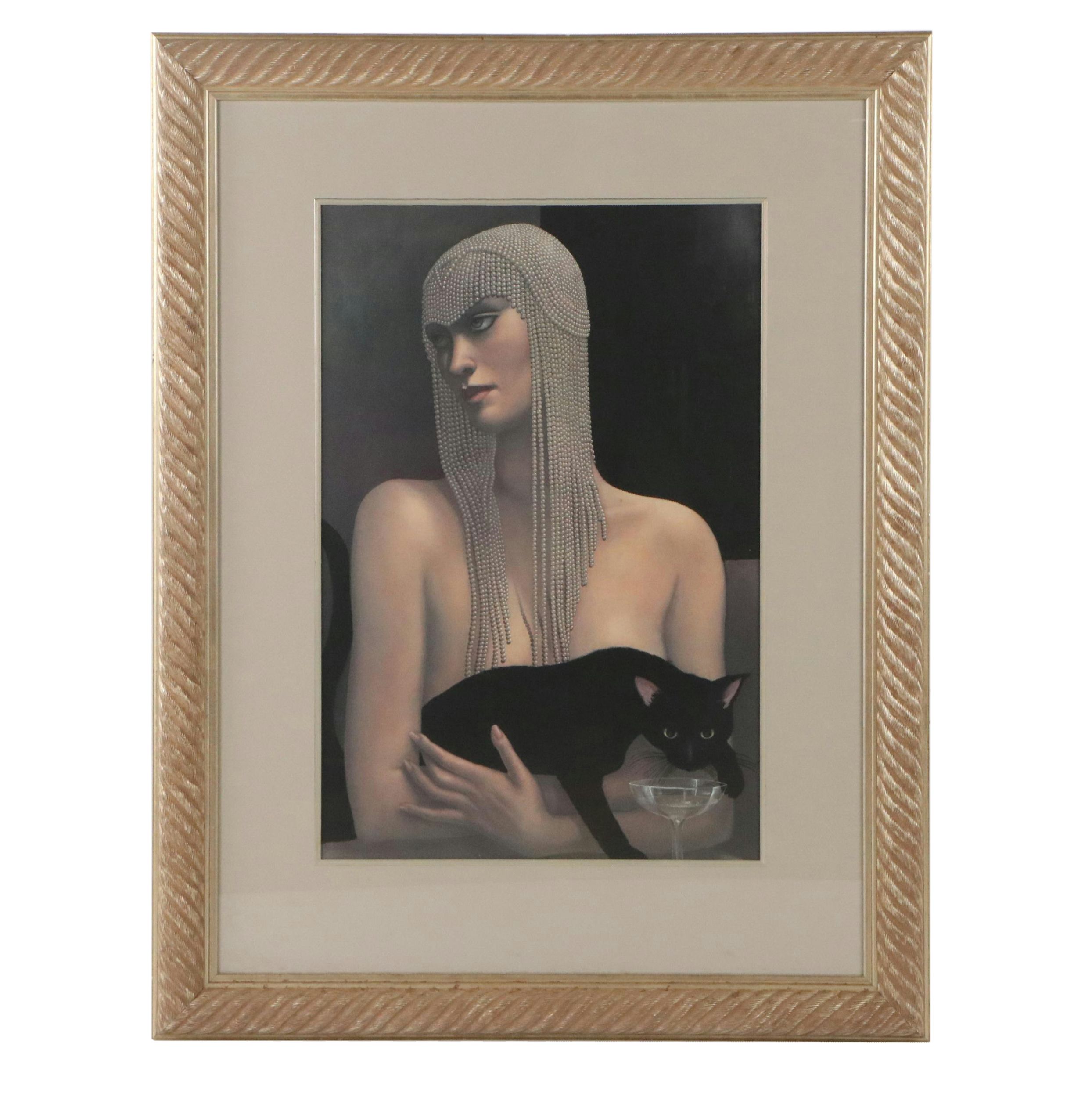 1/2 Jane Whiting Chrzanoska Offset Lithograph "Solitaire", 21st Century