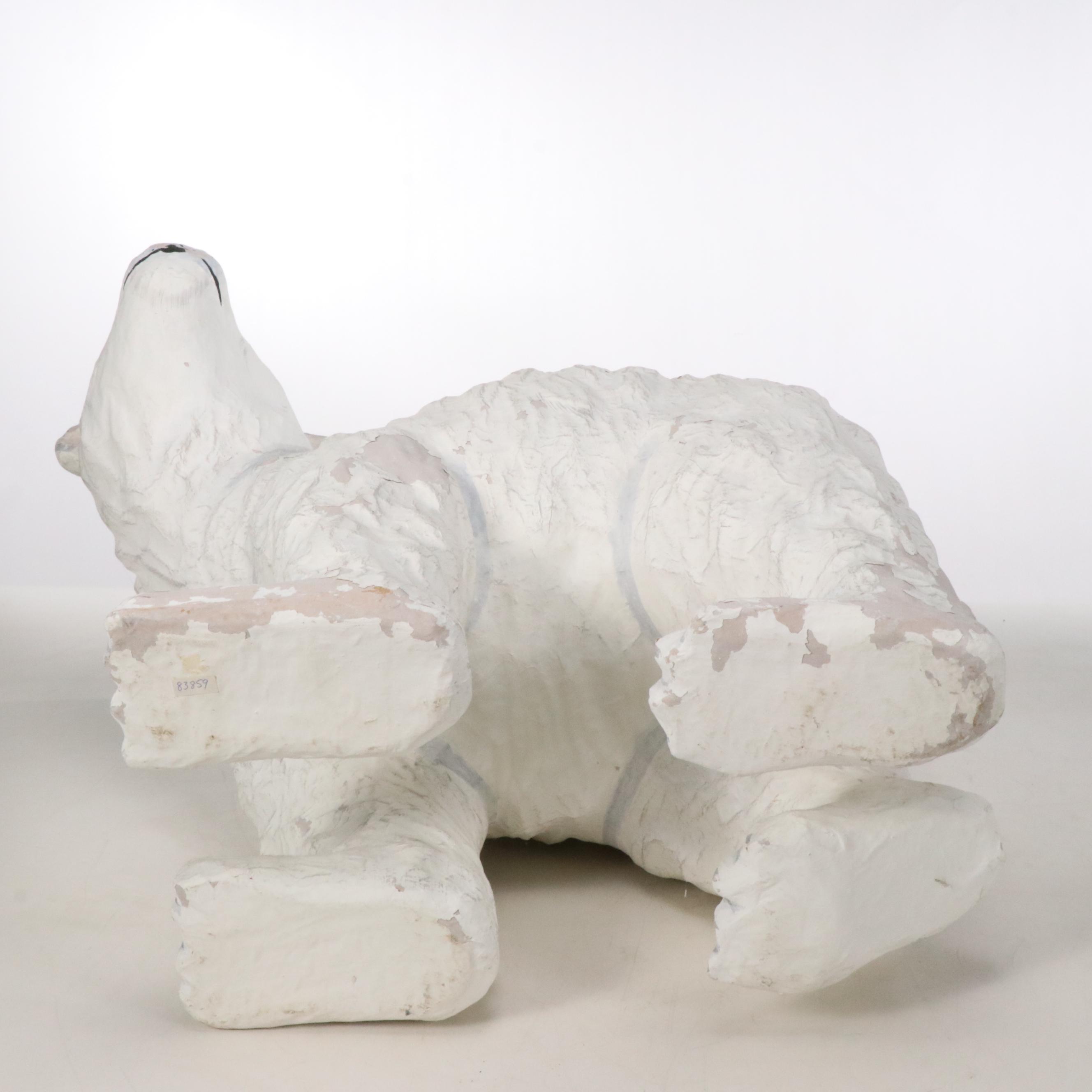 Handcrafted Papier-Mâché Polar Bear with Penguin and Other Textured Seal