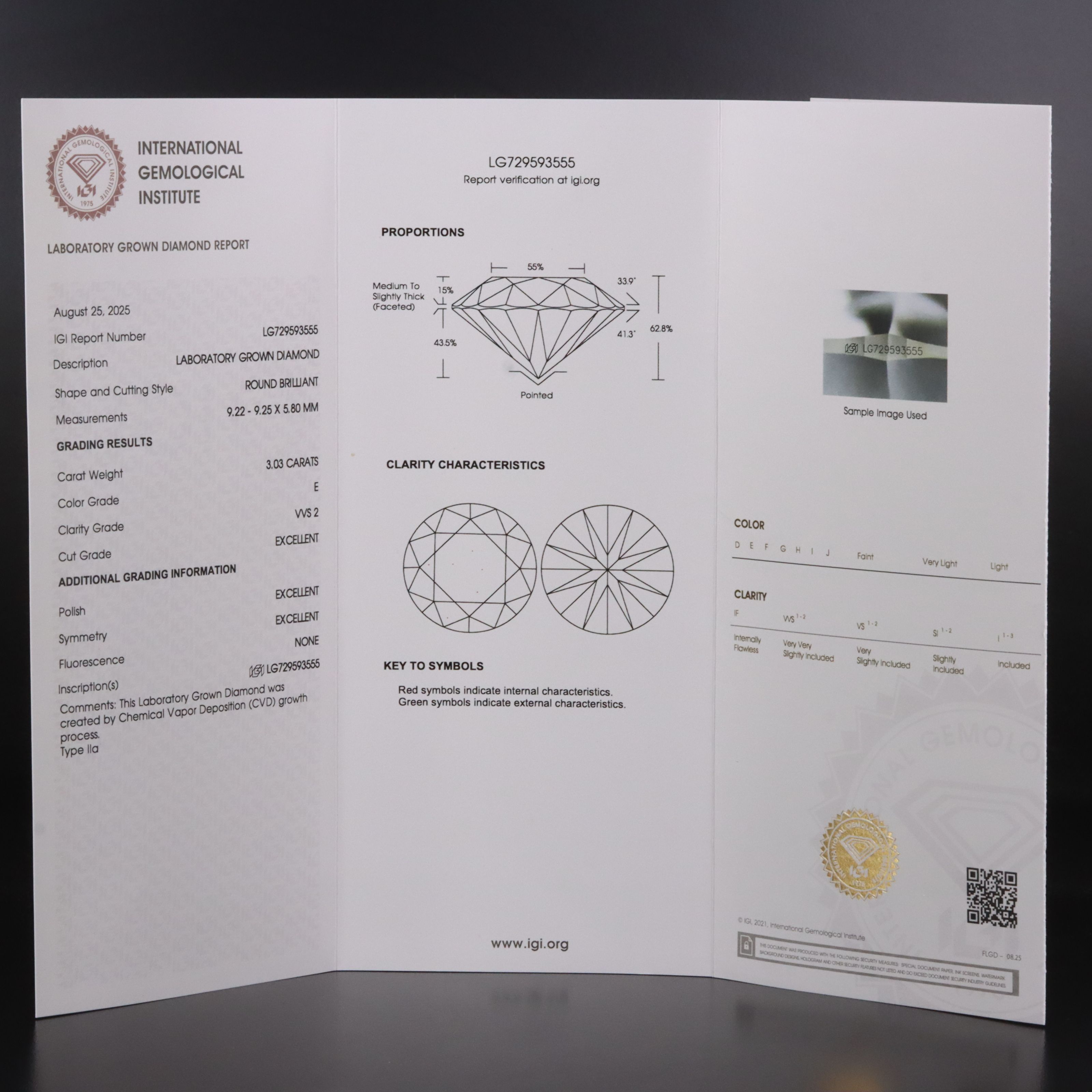 14K 3.03 CT Lab Grown Diamond Solitaire Ring with IGI Report