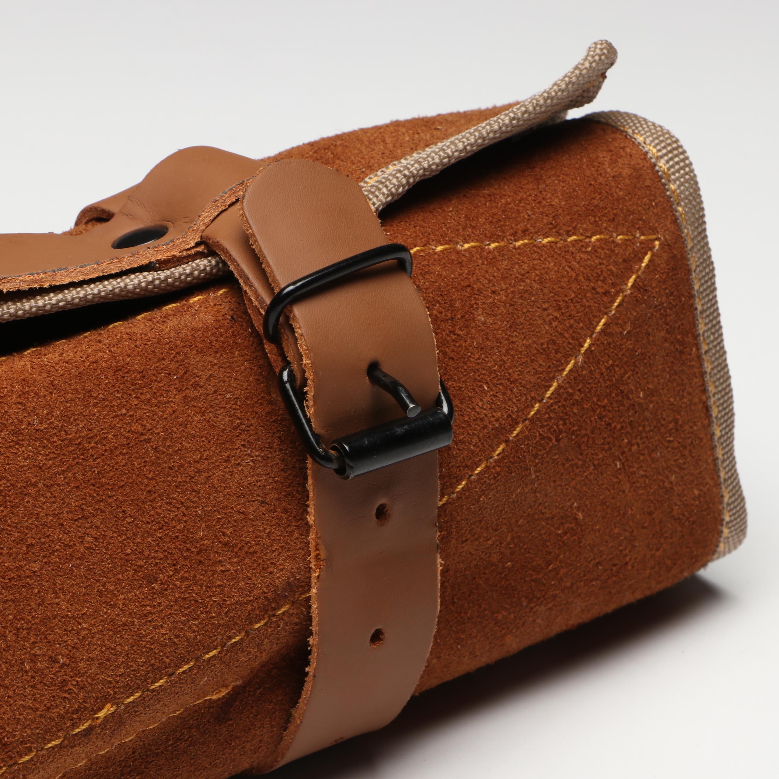 Damascus Steel and Wooden Handled Chef's Knife Set in Suede Leather Roll