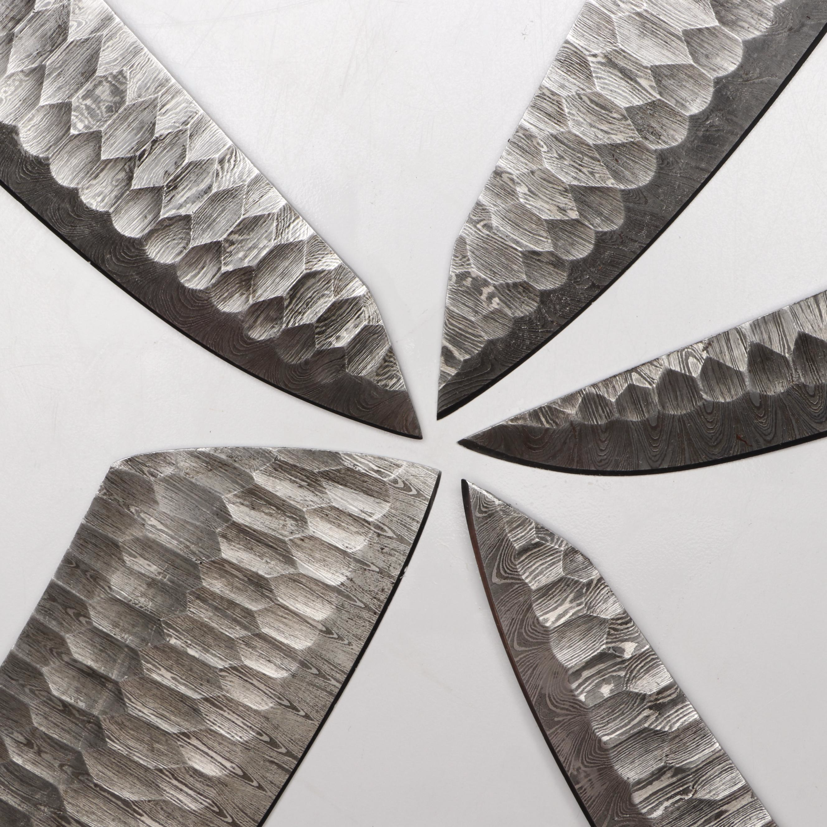 Damascus Steel and Wooden Handled Chef's Knife Set in Suede Leather Roll