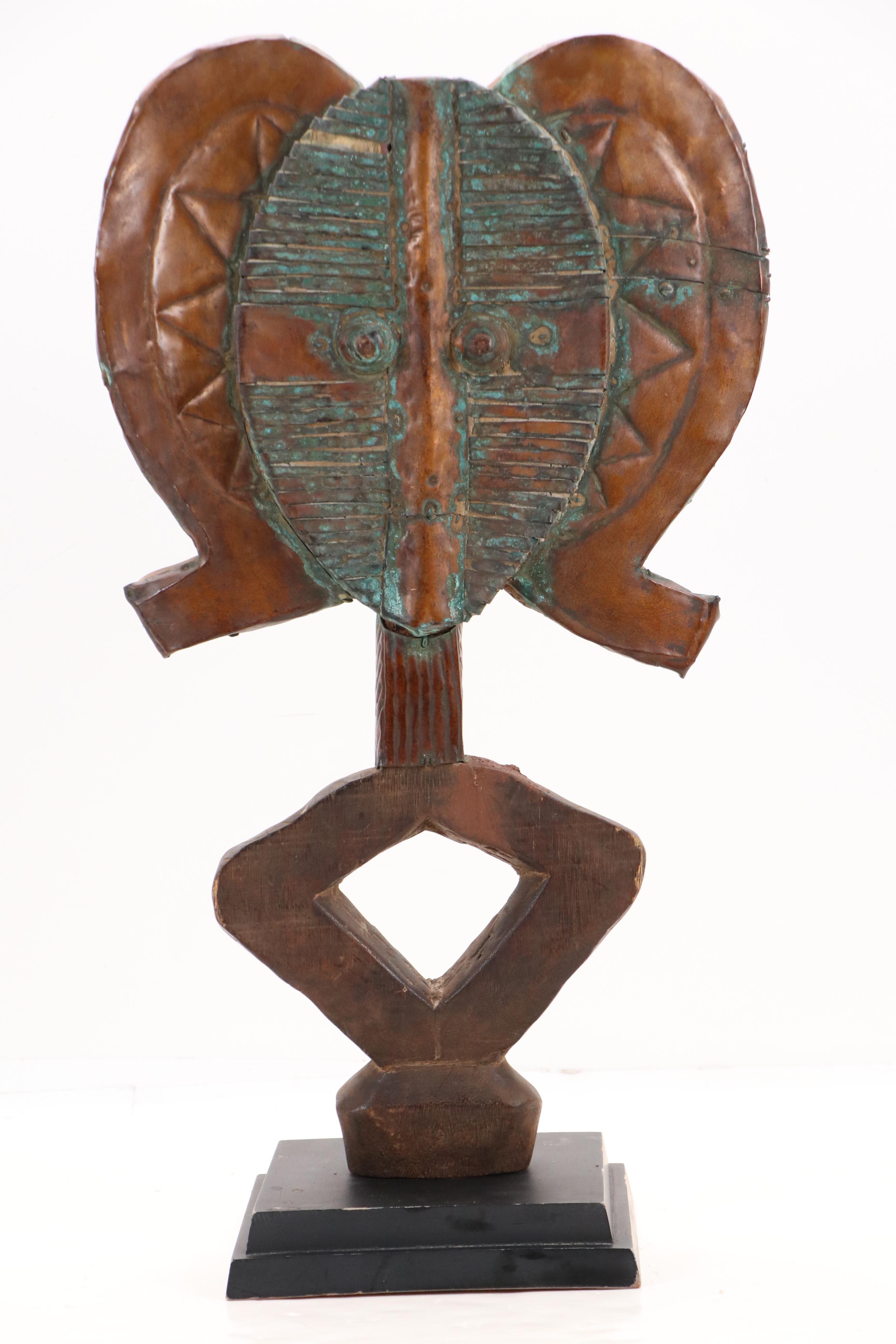 Gabonese Mahongwe Bakota Carved Wood and Copper Ancestor Reliquary