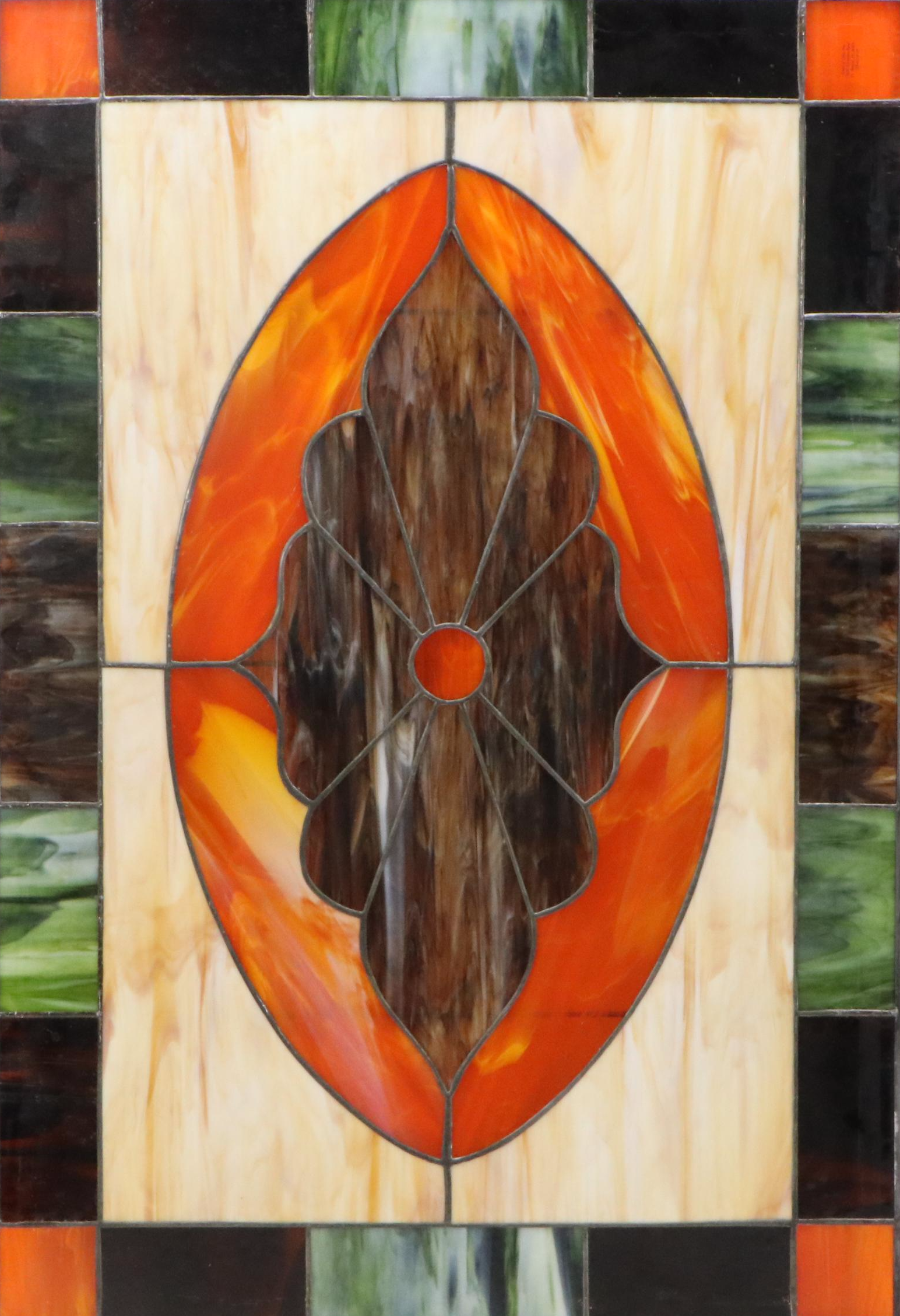 Pair of Leaded Stained Glass Windows