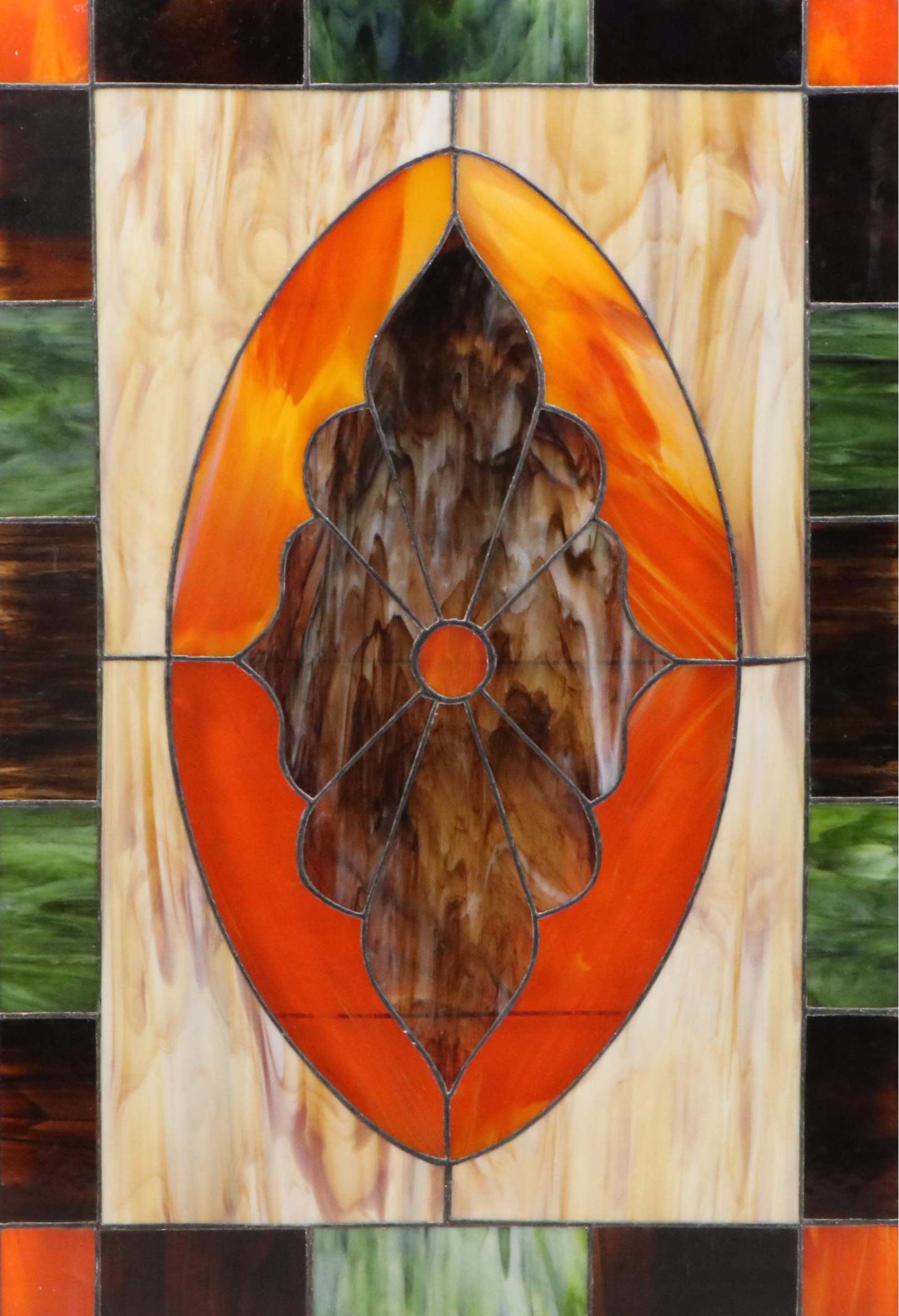 Pair of Leaded Stained Glass Windows