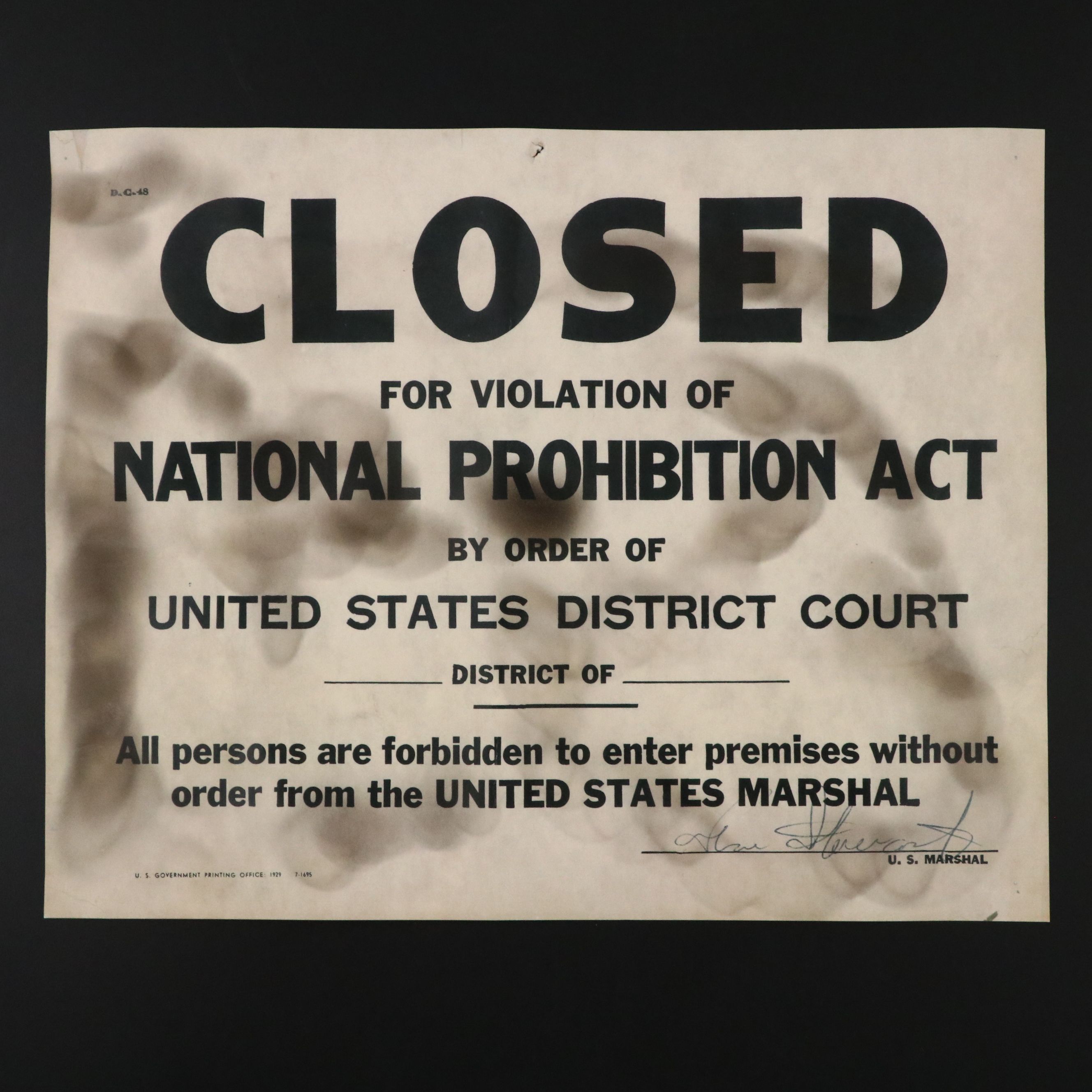 Prohibition Style Whisky Prescription Form with Reproduction Sign