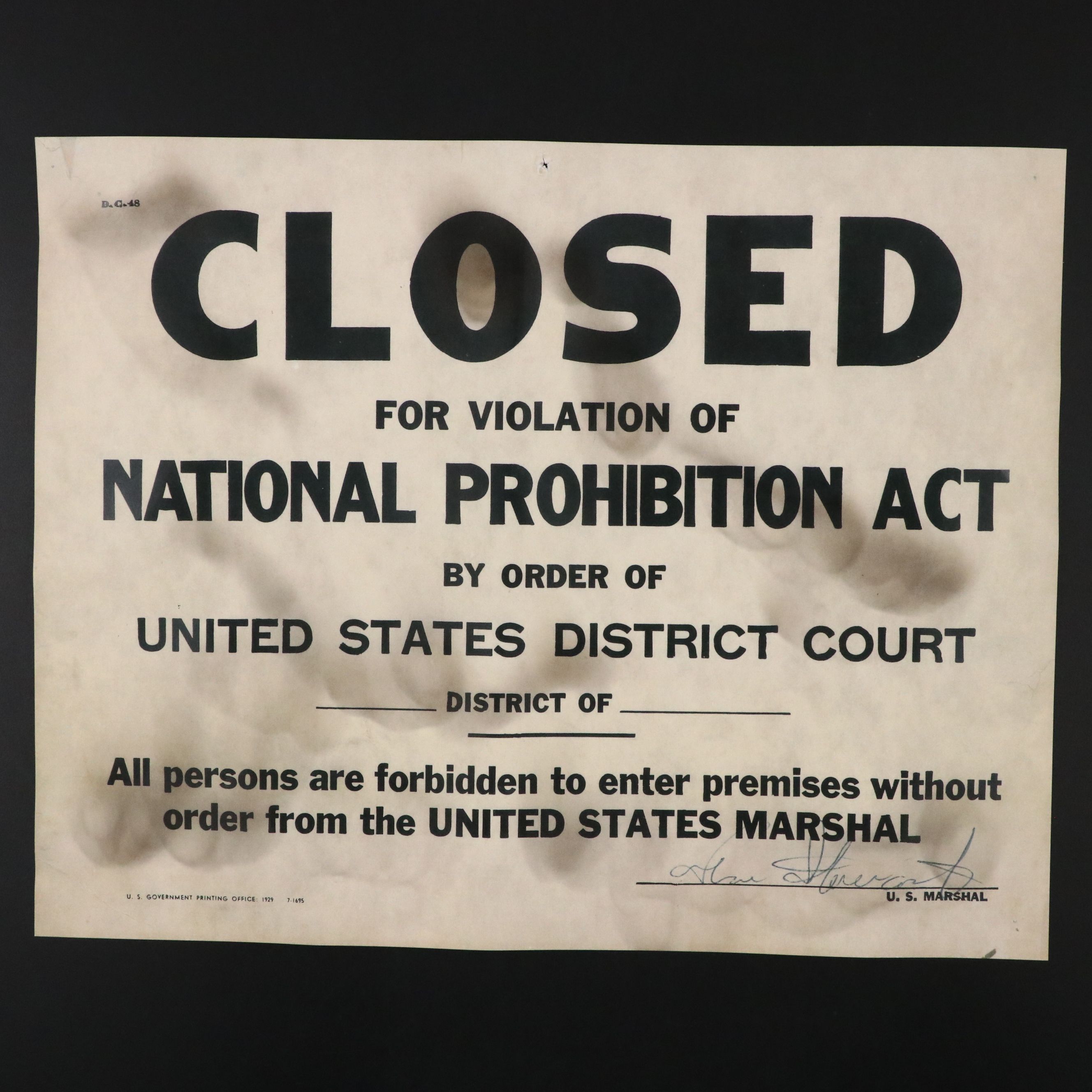 Prohibition Style Whisky Prescription Form with Reproduction Sign
