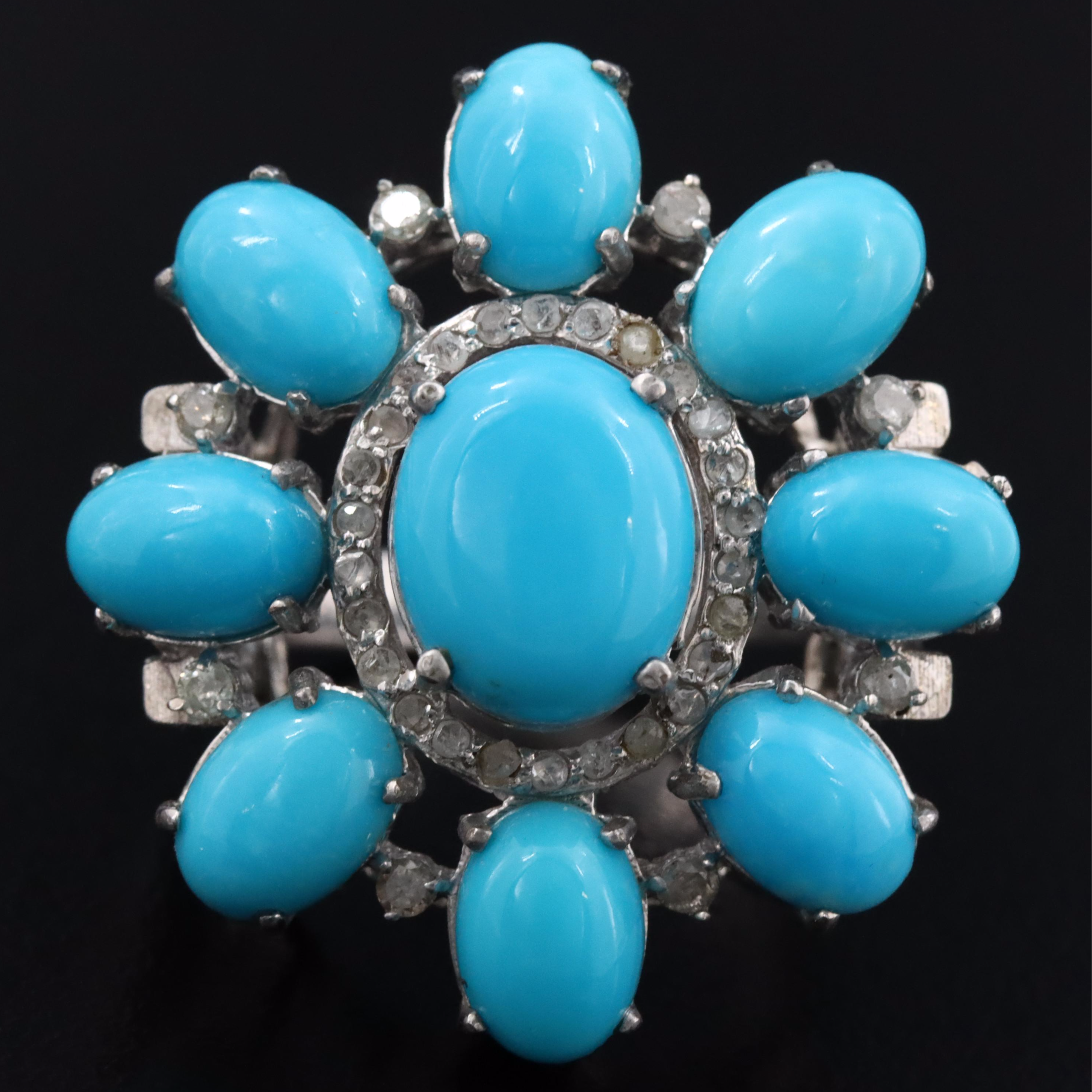 Sterling Turquoise and Diamond Ring