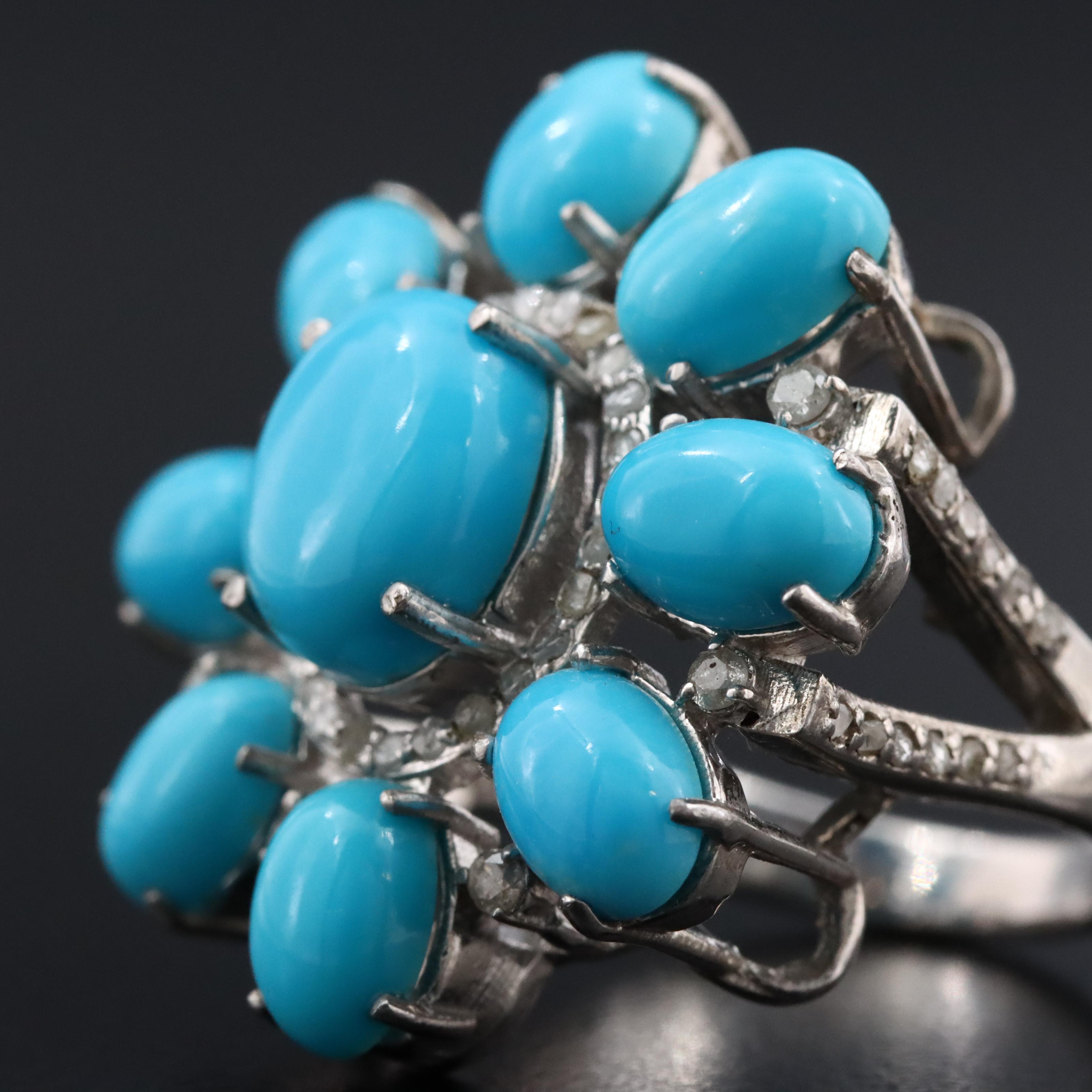Sterling Turquoise and Diamond Ring