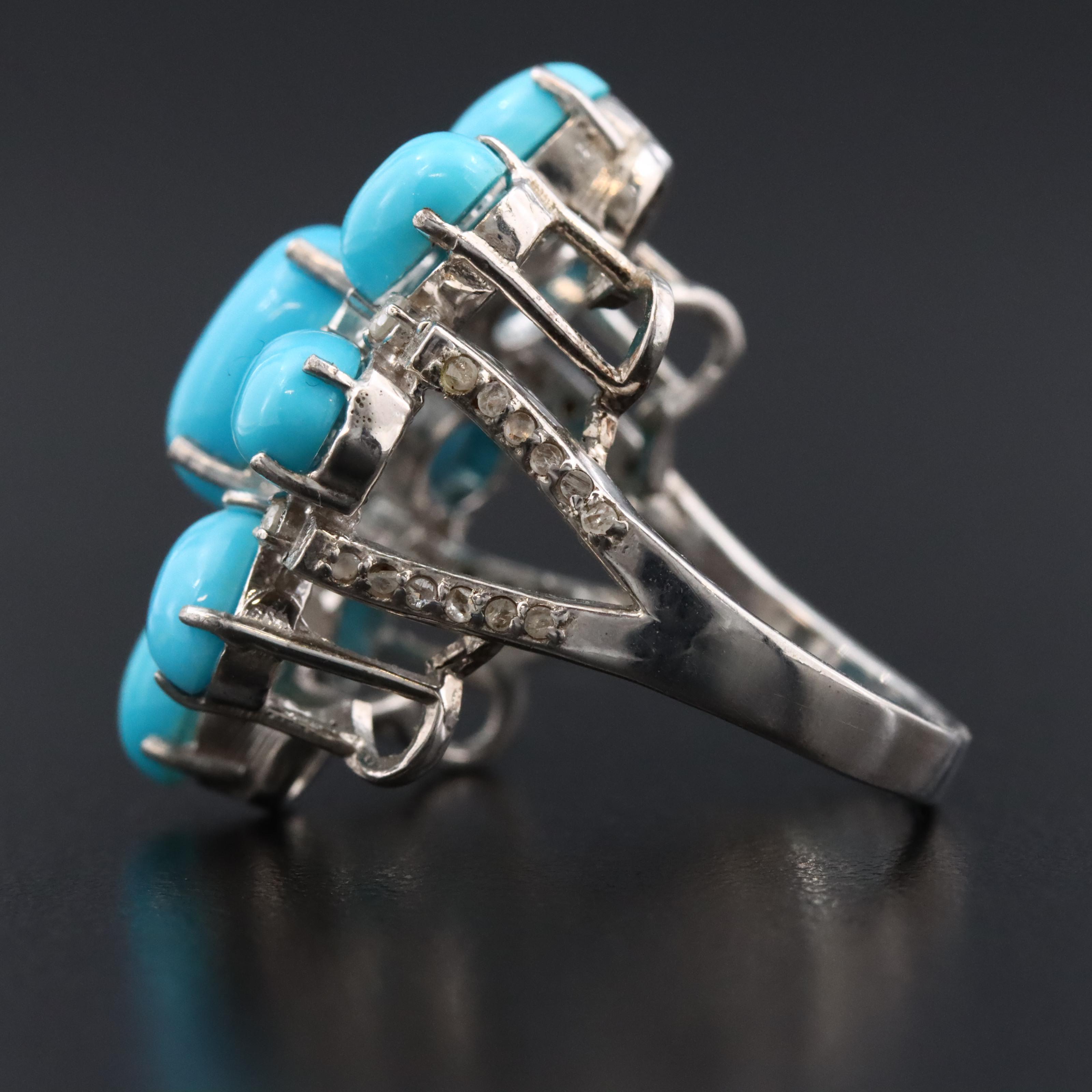 Sterling Turquoise and Diamond Ring