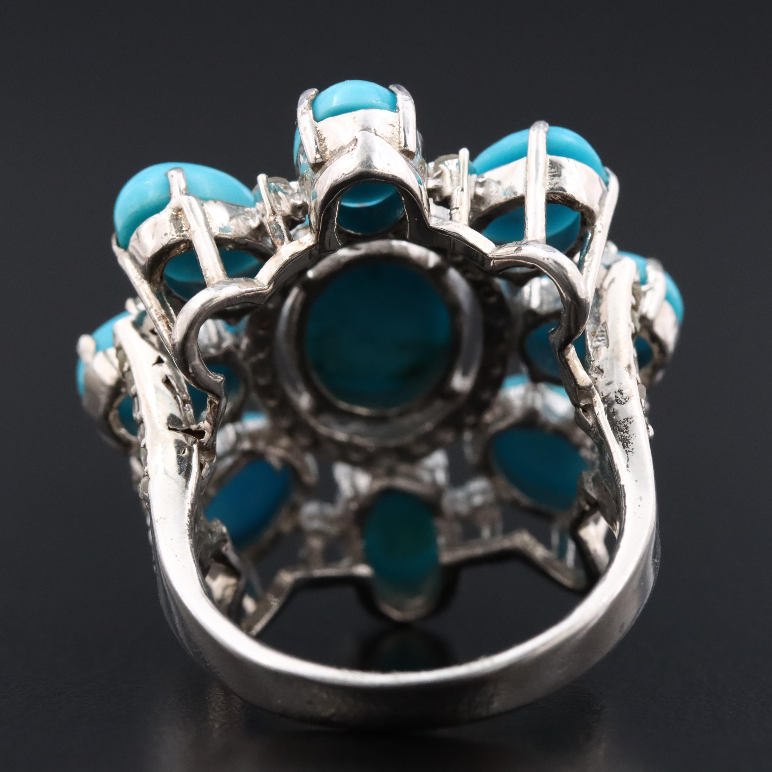Sterling Turquoise and Diamond Ring