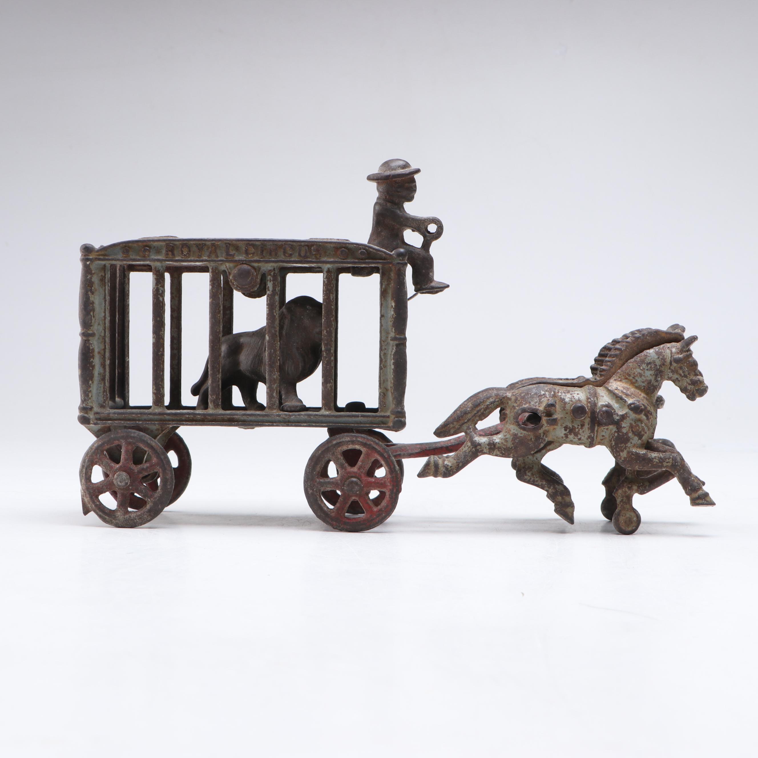 Hubley Royal Circus "Lion Cage" Cast Iron Horse-Drawn Wagon, Early 20th Century