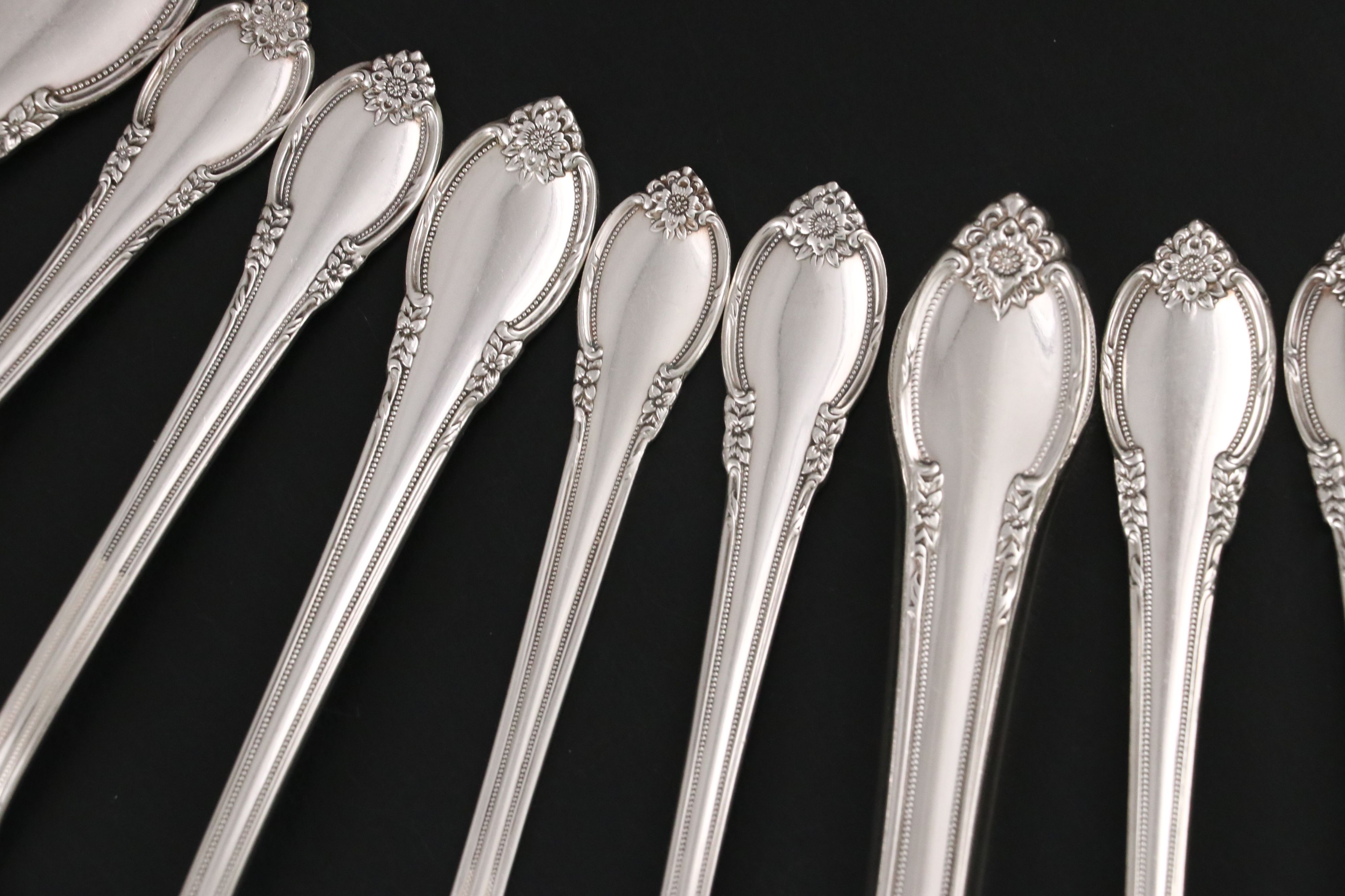 Rogers "Remembrance" Silver Plate Flatware with Sterling Shakers, 20th Century