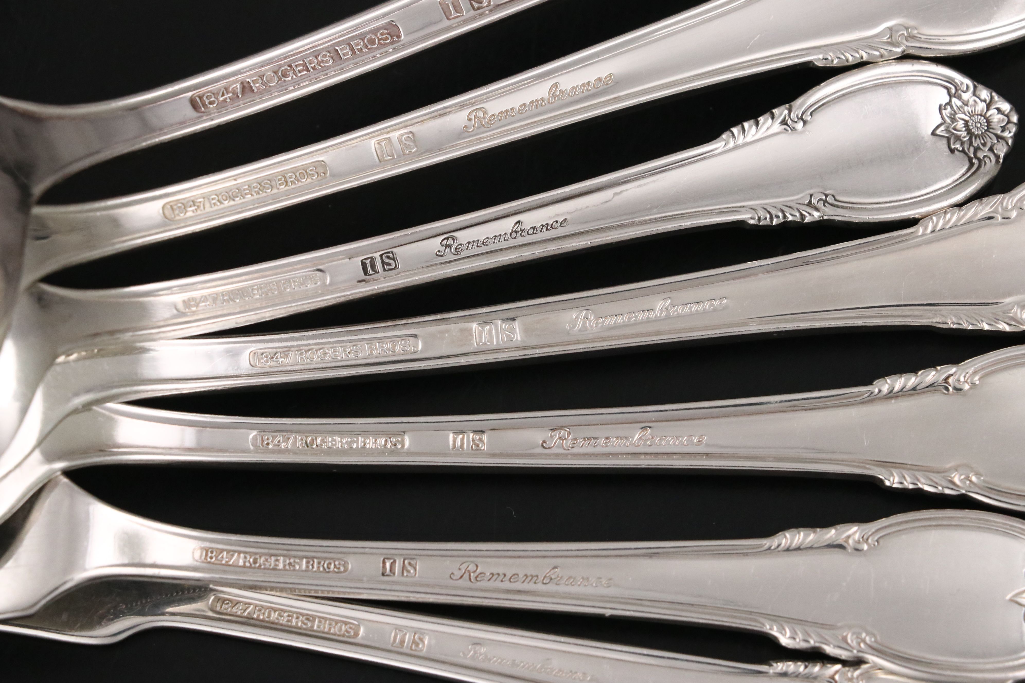 Rogers "Remembrance" Silver Plate Flatware with Sterling Shakers, 20th Century