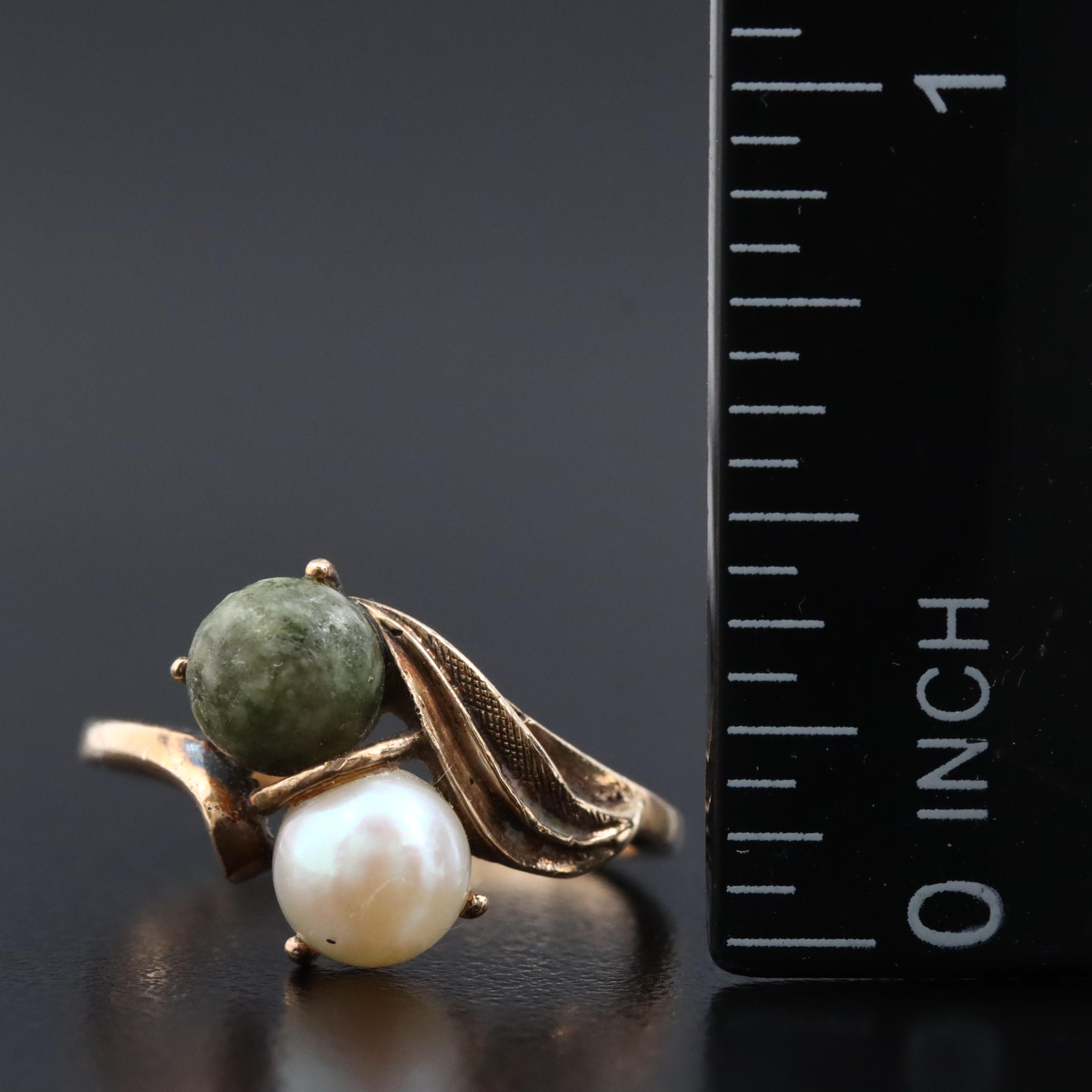10K Pearl and Serpentine Toi et Moi Ring