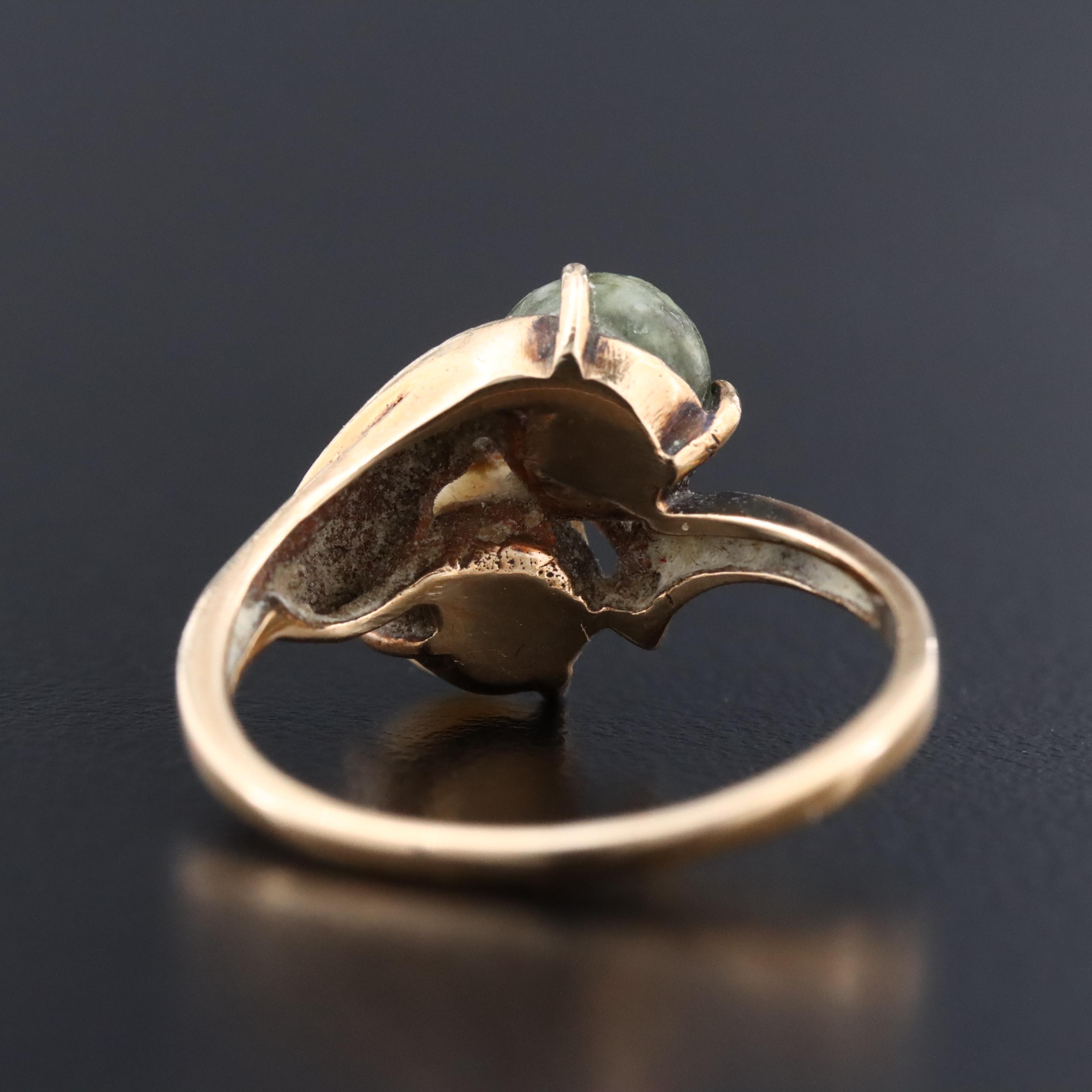 10K Pearl and Serpentine Toi et Moi Ring