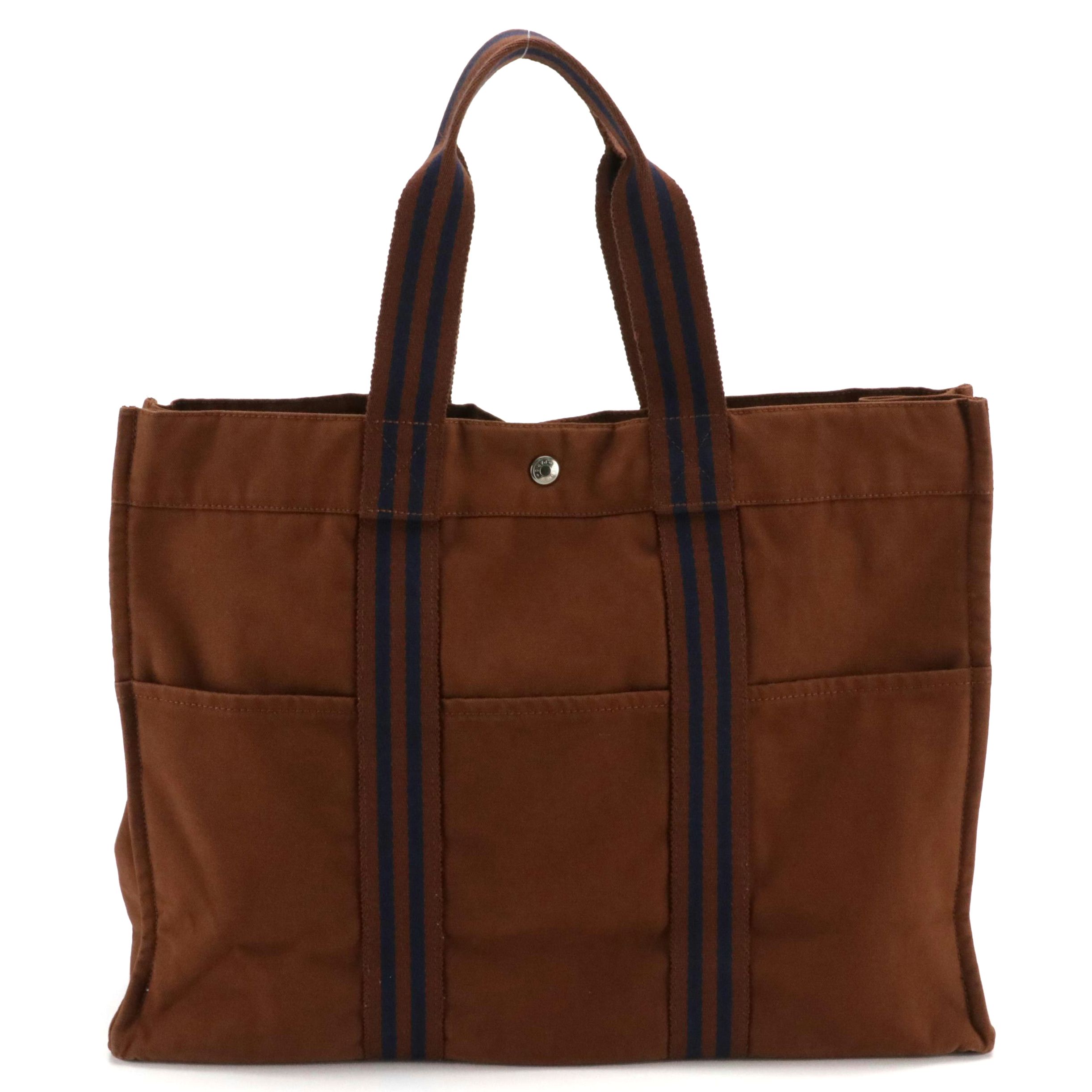 Hermès Cotton Canvas Fourre Tout GM in Rust/Blue