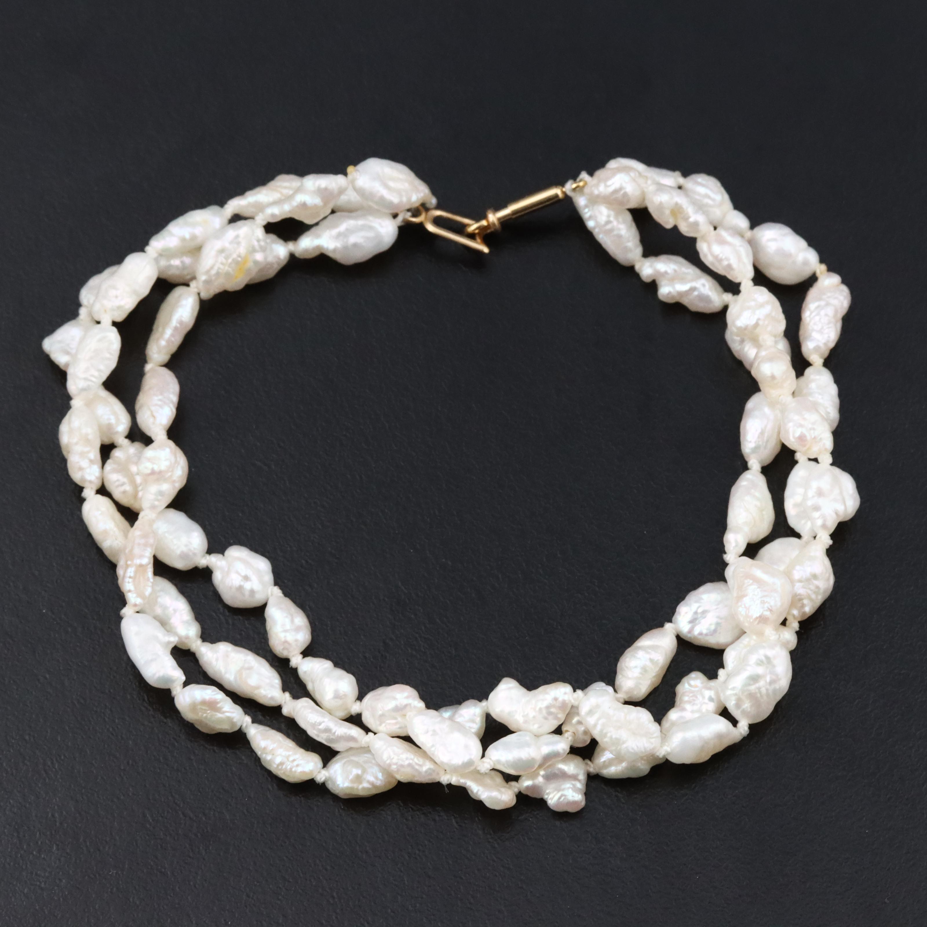 14K Pearl Triple Strand Bracelet