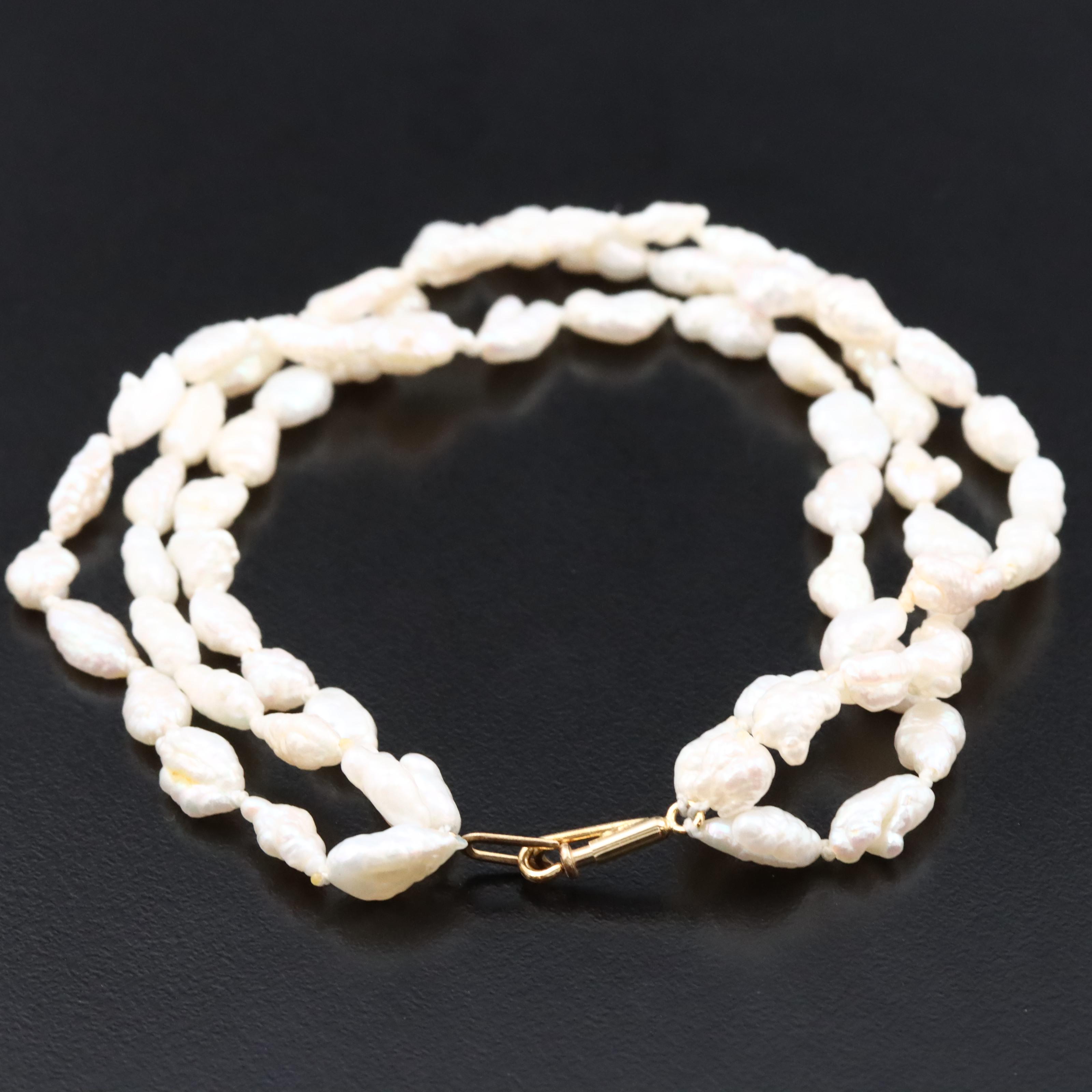 14K Pearl Triple Strand Bracelet