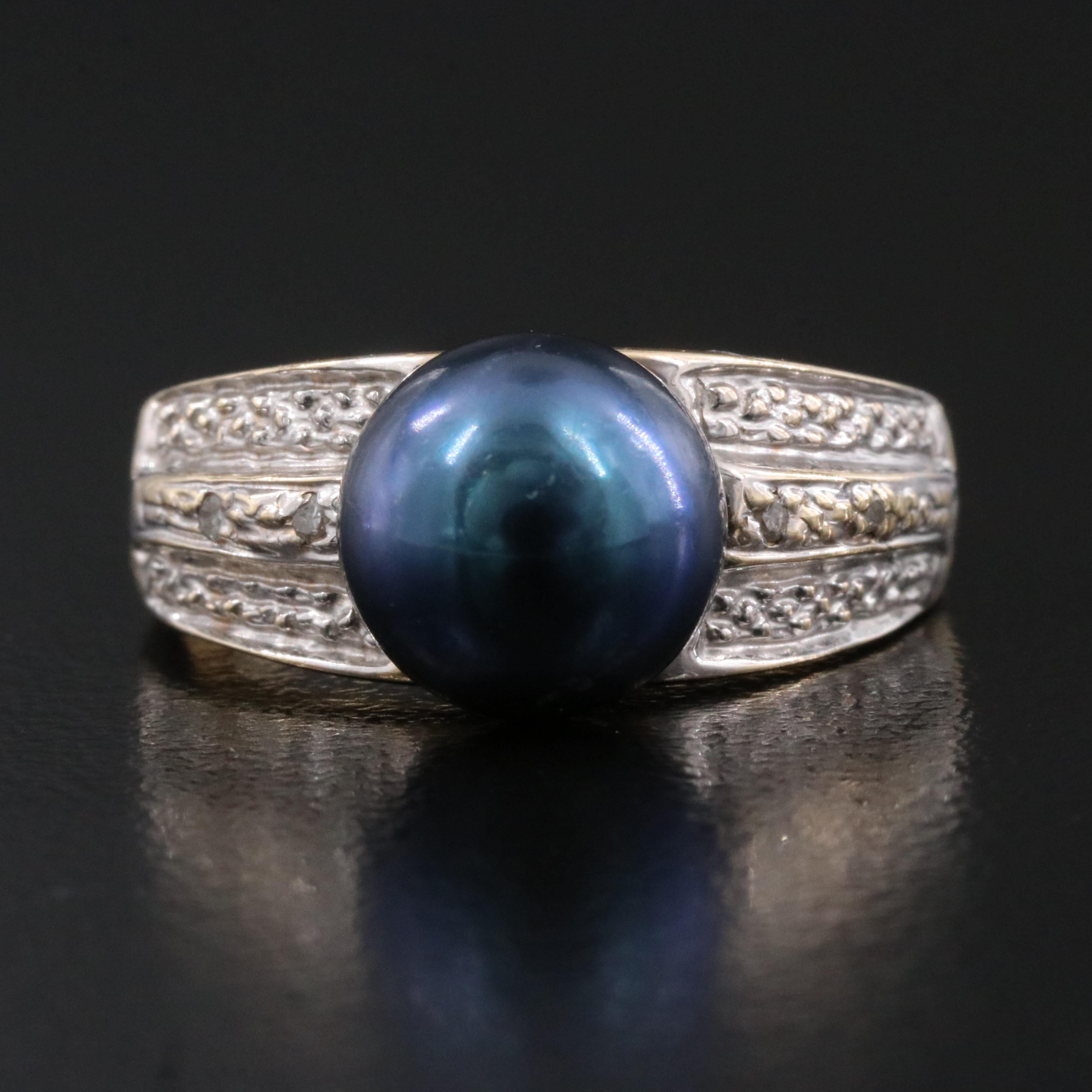 14K Pearl and Diamond Ring