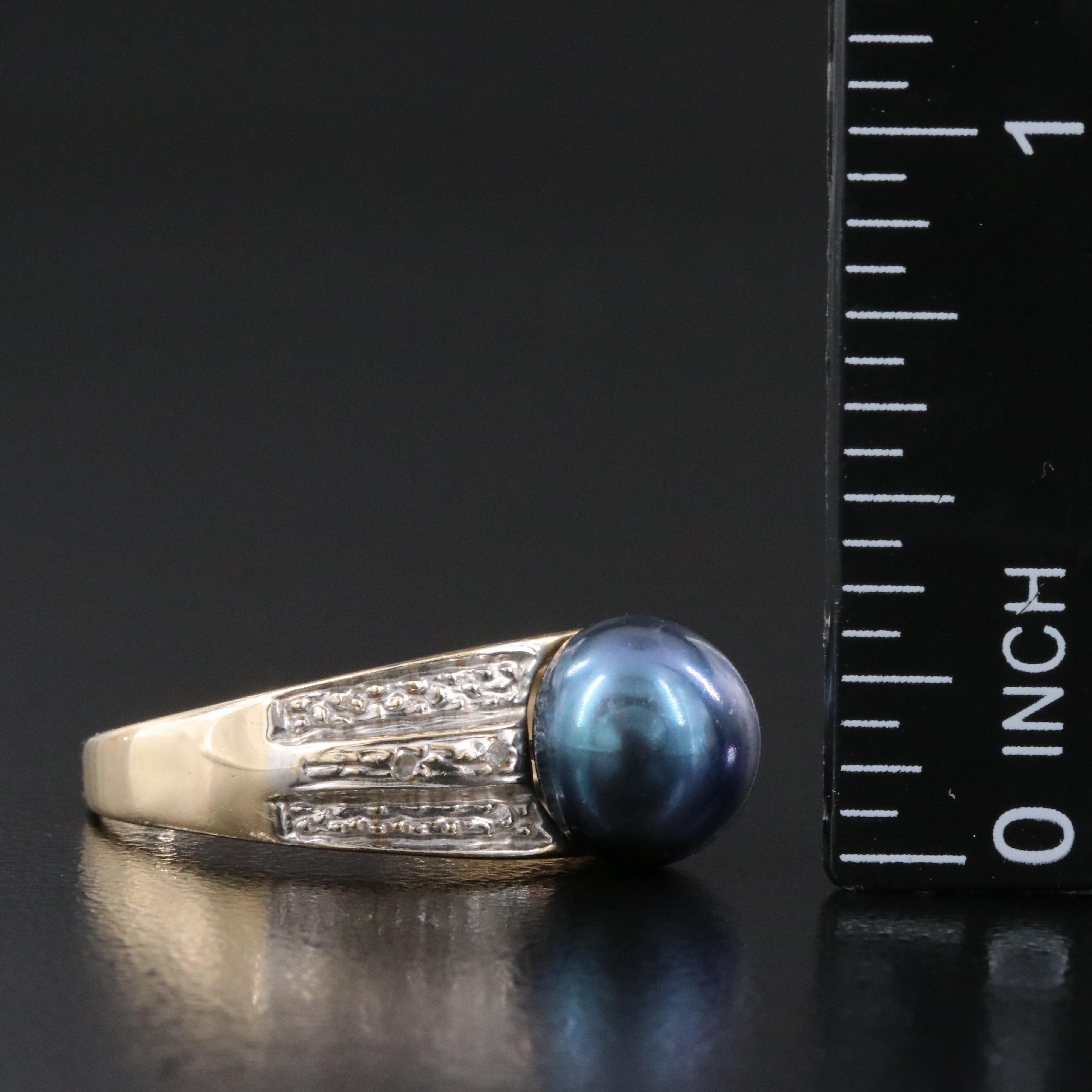 14K Pearl and Diamond Ring