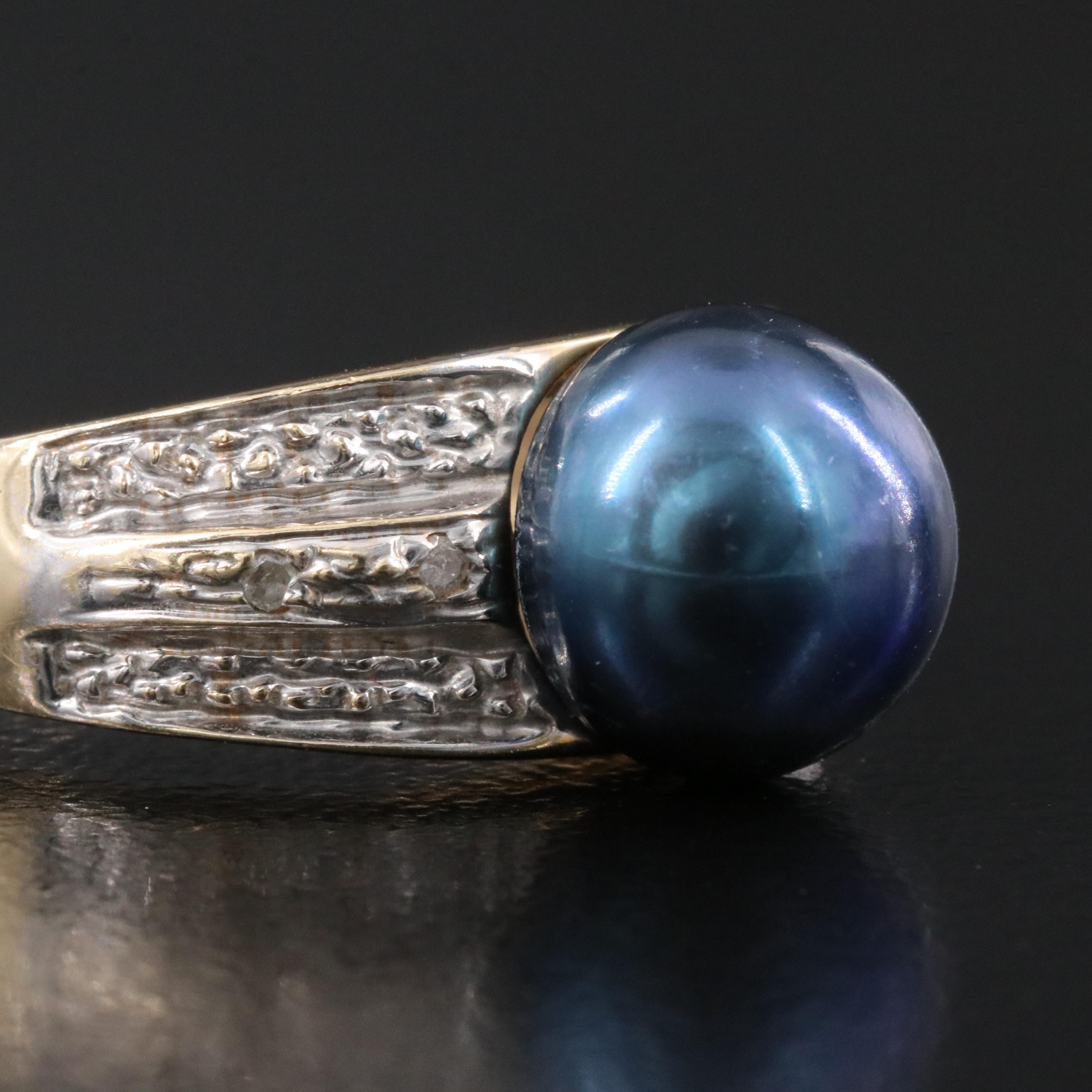 14K Pearl and Diamond Ring