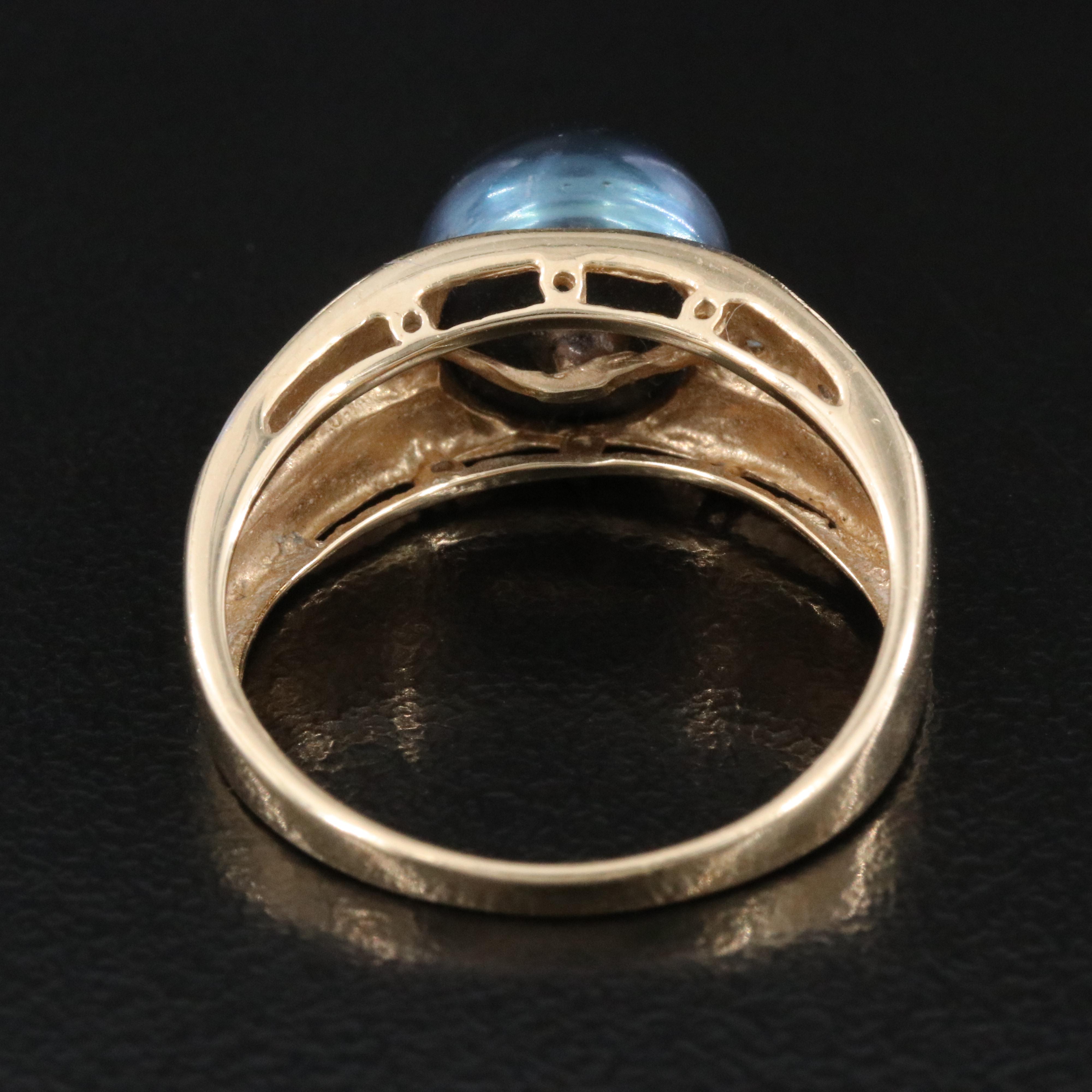 14K Pearl and Diamond Ring