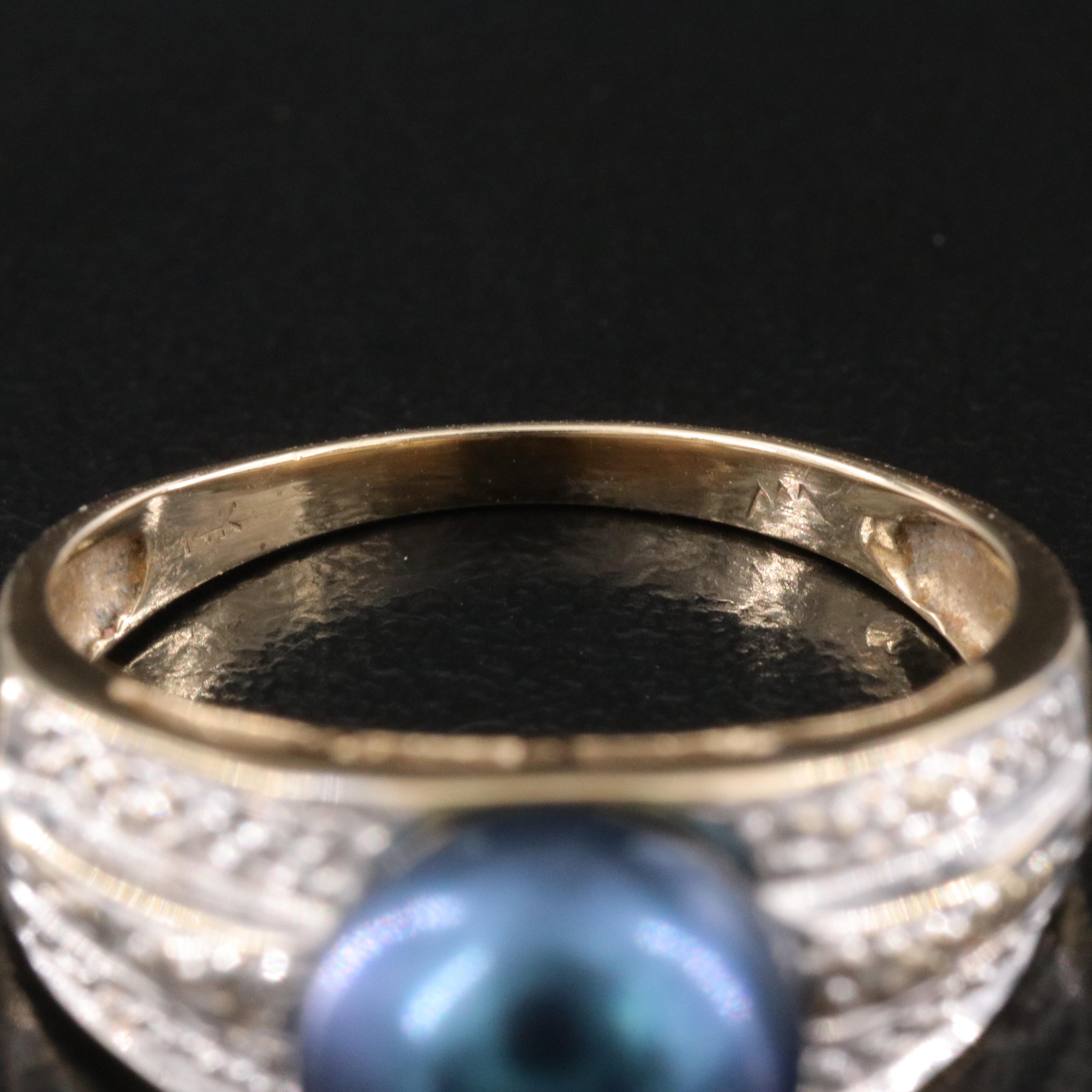 14K Pearl and Diamond Ring