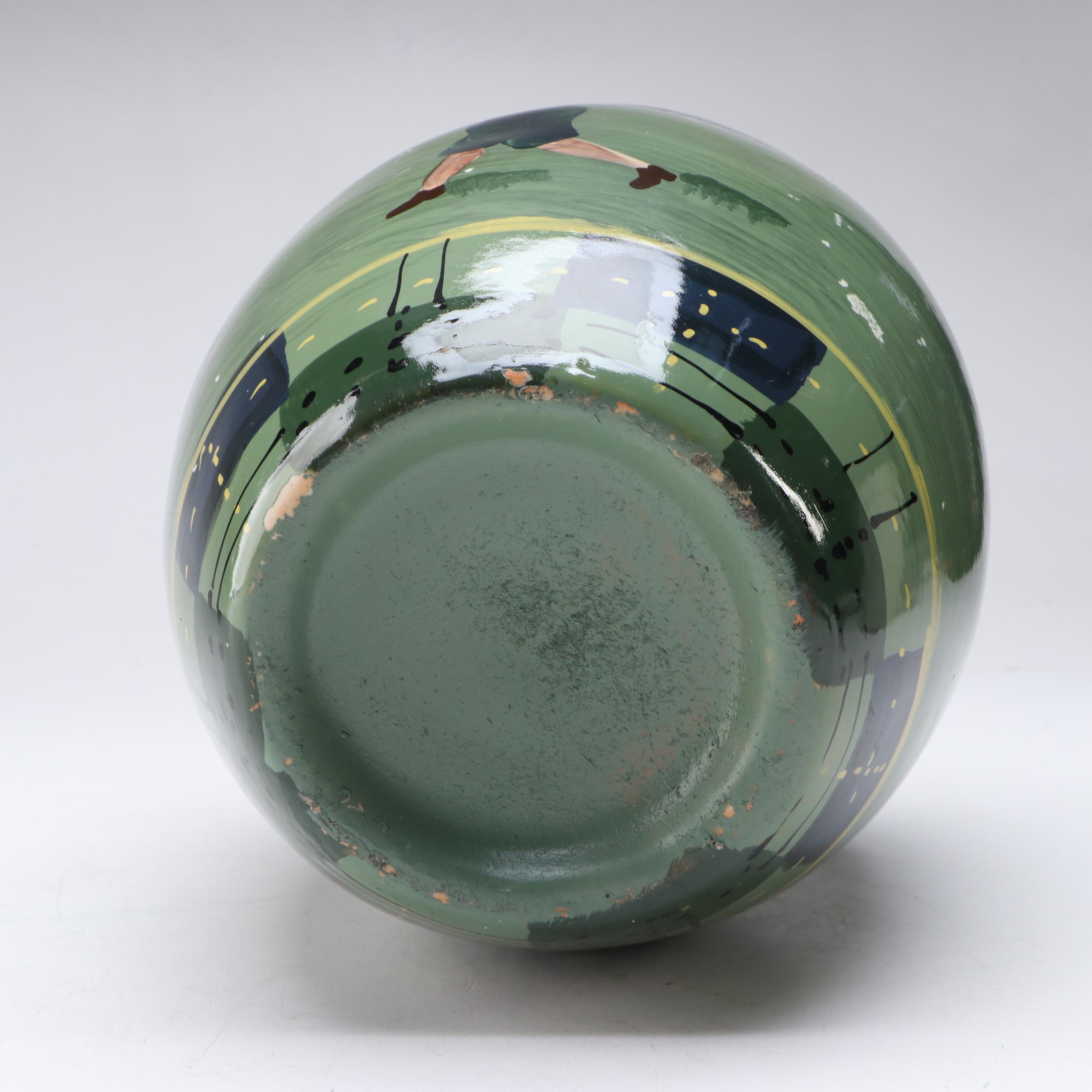 Golf Scene Hand-Painted Ceramic Vase