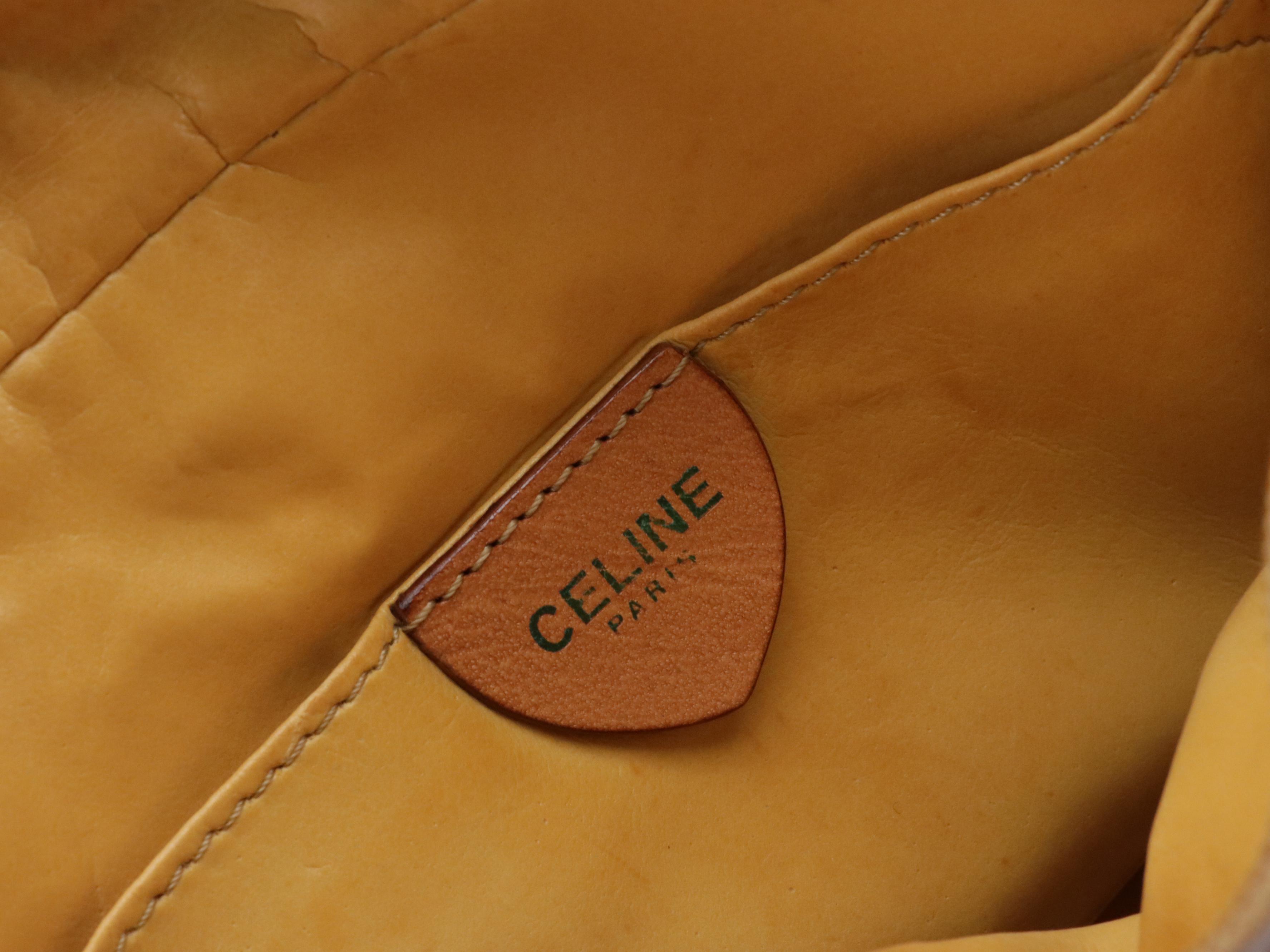 Celine Buckle Front Pocket Crossbody Bag in Beige Macadam Canvas and Leather