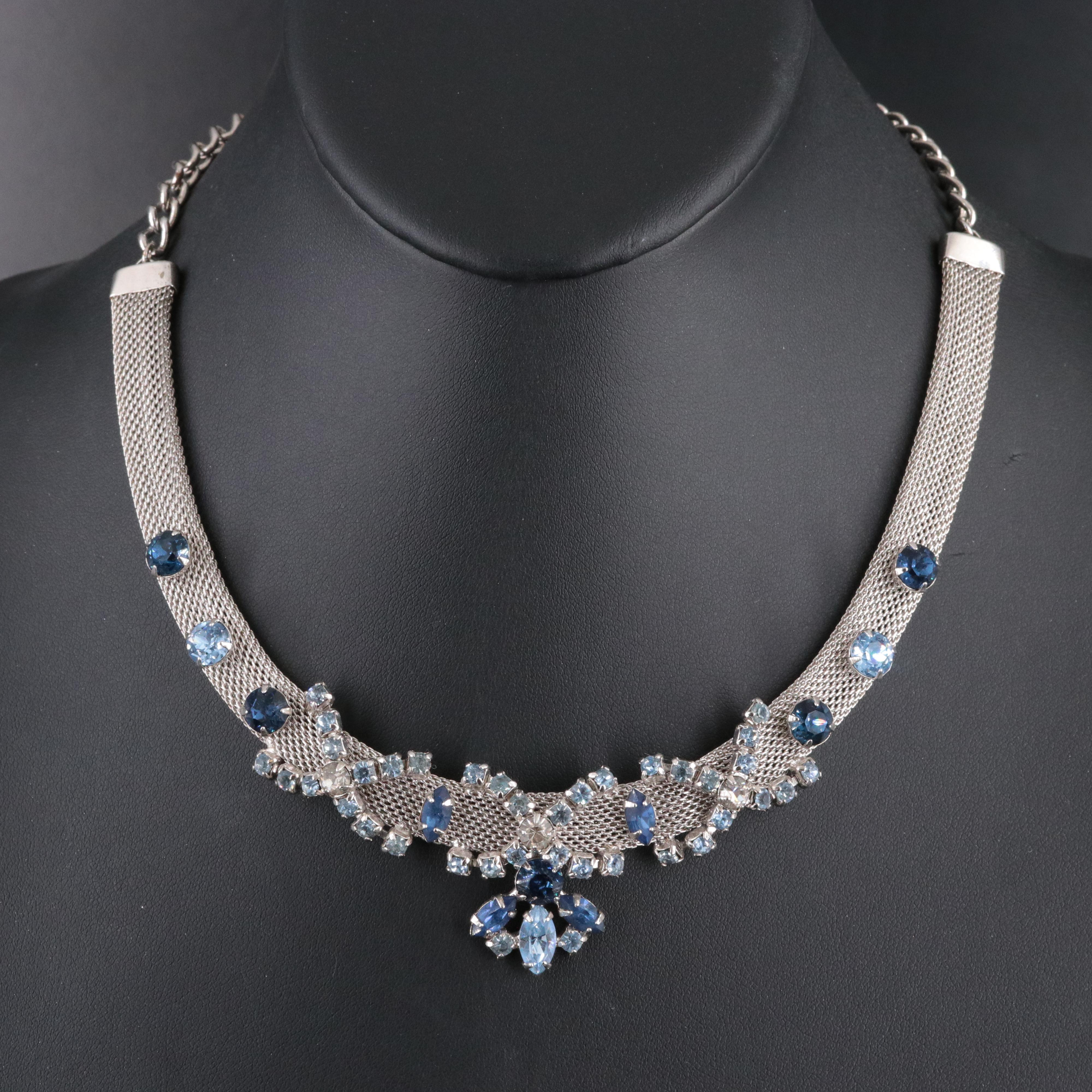 1950s Volupté Rhinestone Mesh Necklace