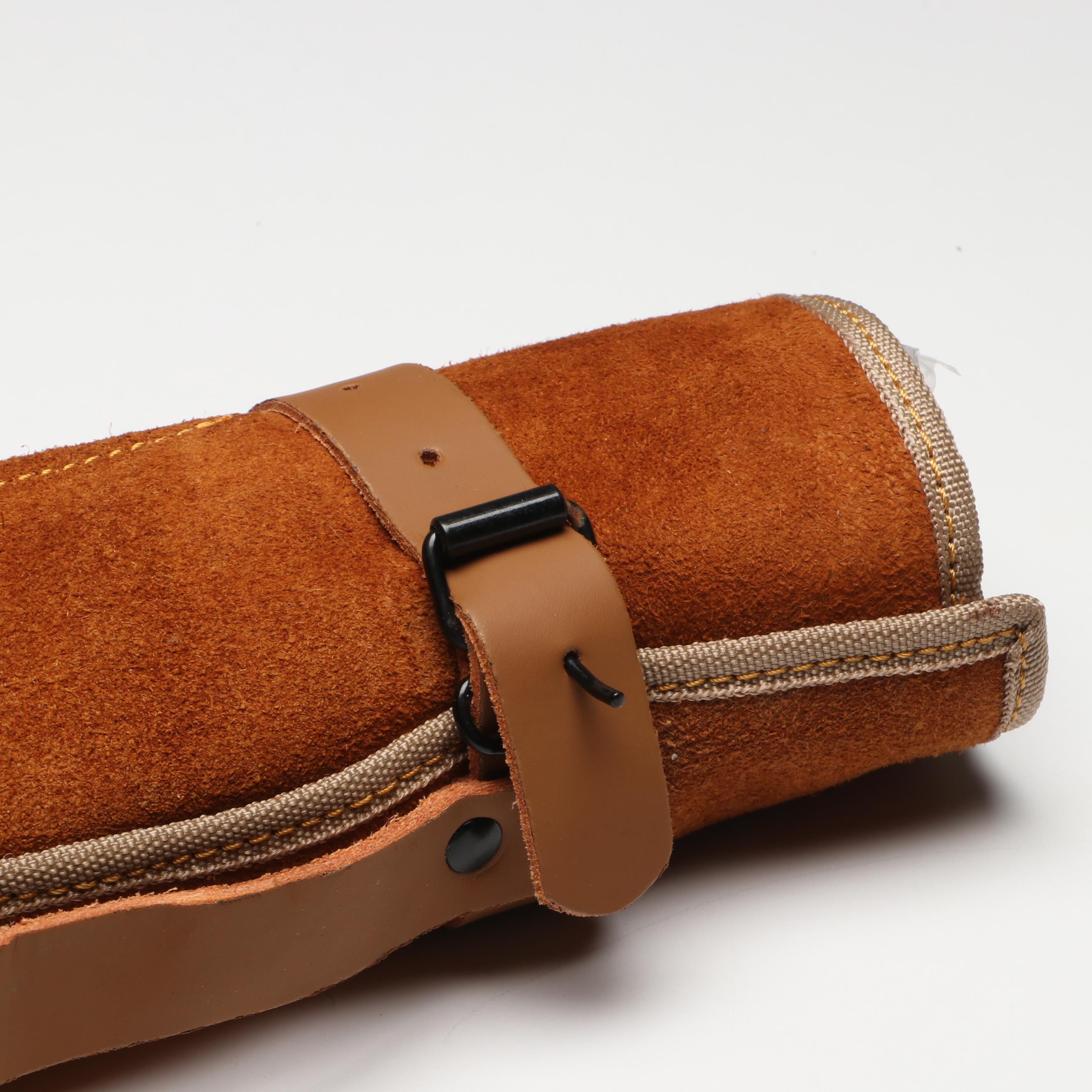 Damascus Steel and Blue Resin Handled Chef's Knife Set in Suede Leather Roll