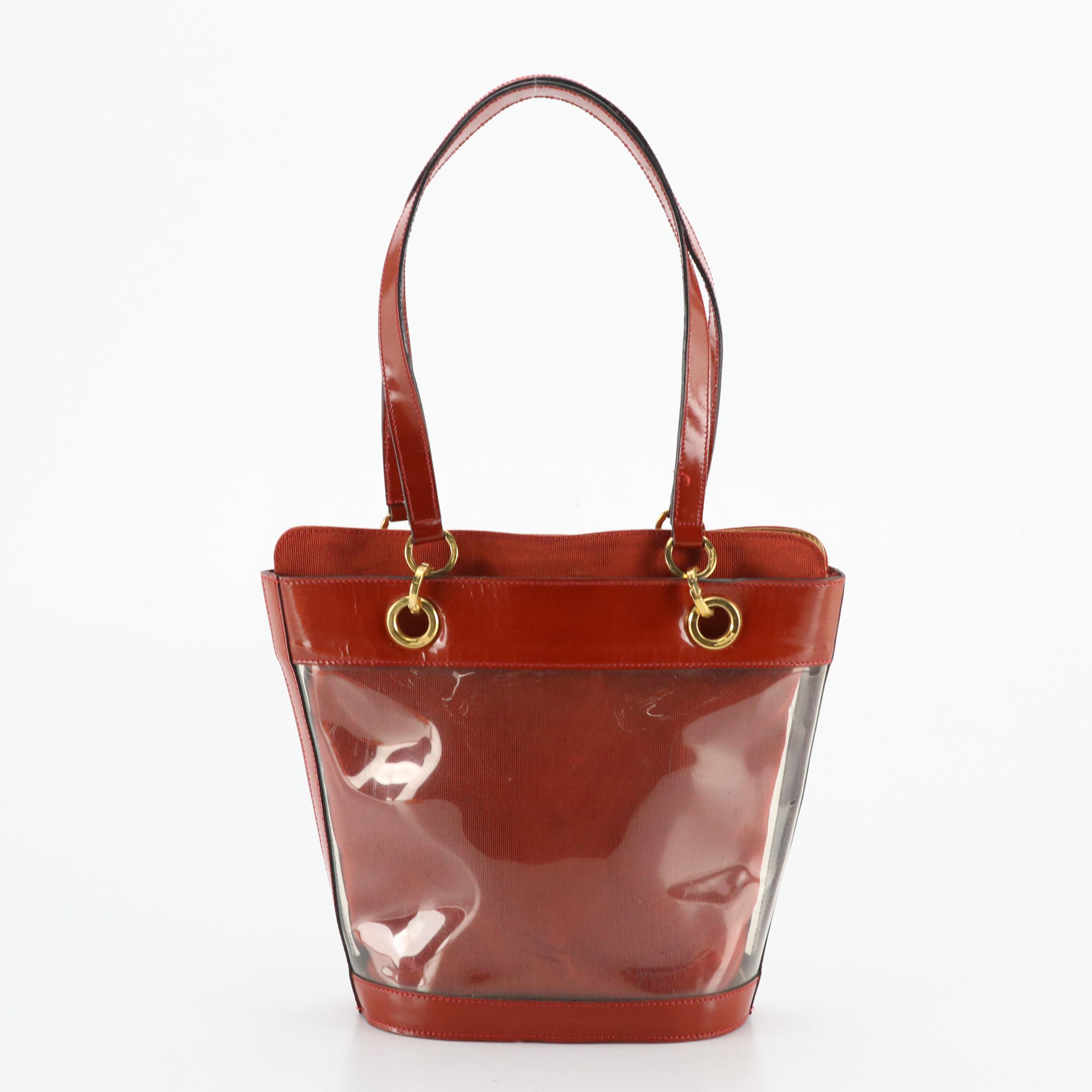 Salvatore Ferragamo 2-in-1 Vinyl Tote and Gancini Clutch Insert