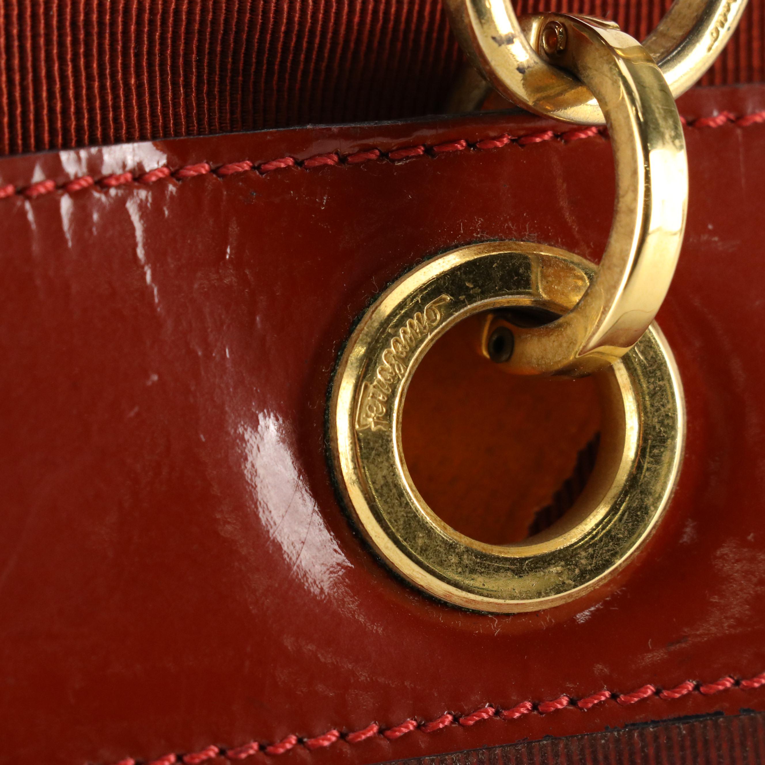 Salvatore Ferragamo 2-in-1 Vinyl Tote and Gancini Clutch Insert