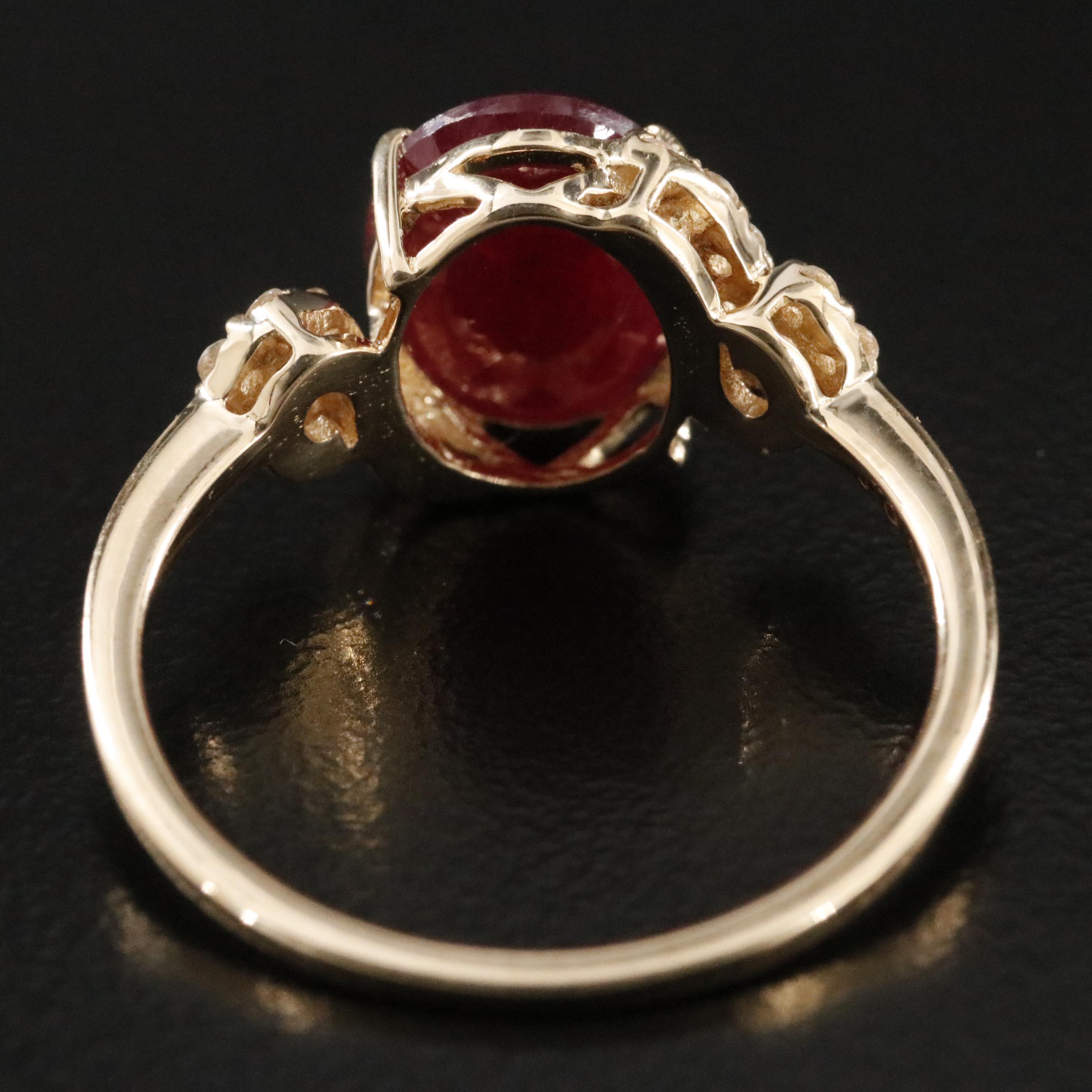 14K Filled Corundum and White Sapphire Ring