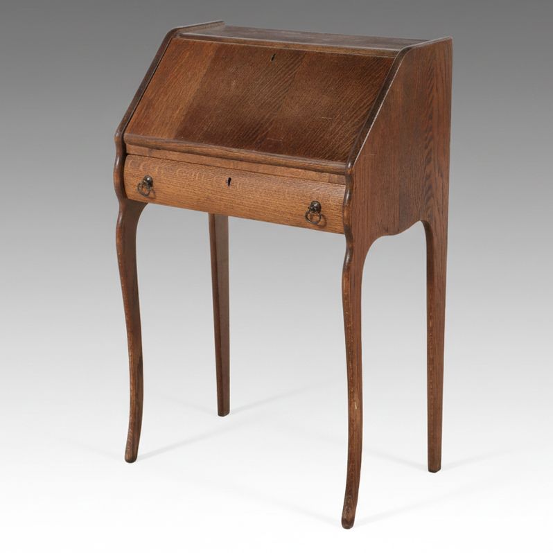 Oak Slant Front Writing Desk, Early 20th Century