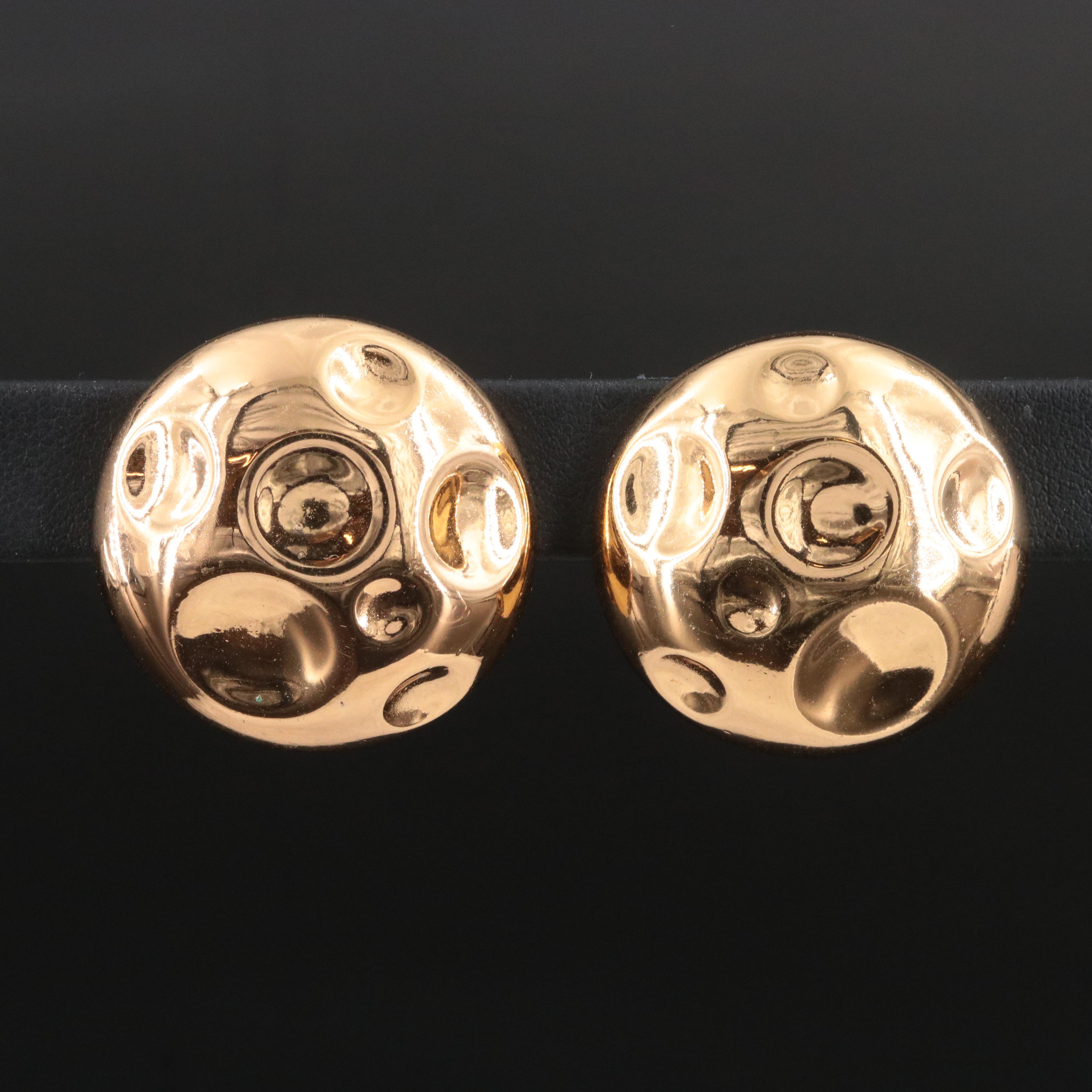 Christian Dior Round Polka Dot Clip Earrings