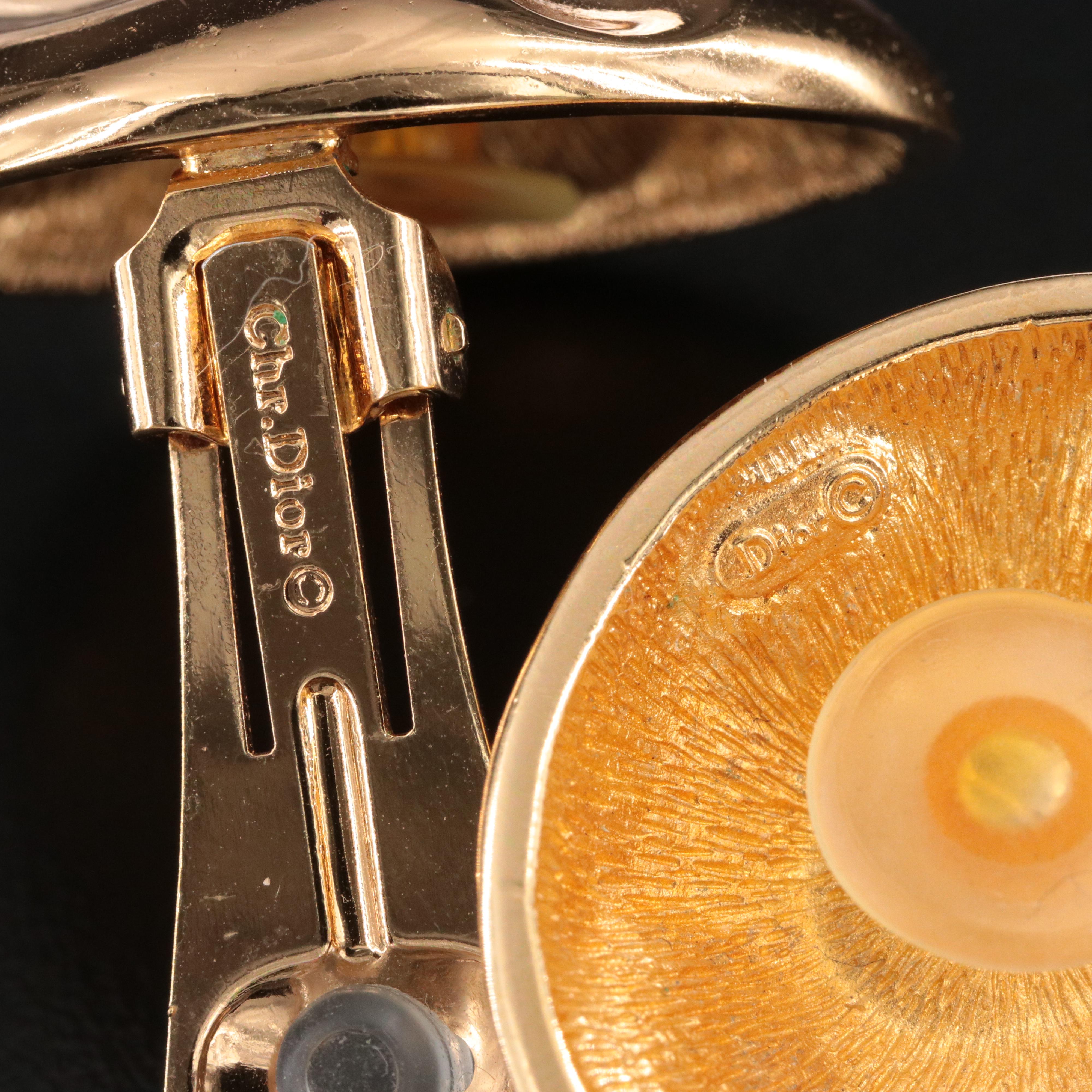 Christian Dior Round Polka Dot Clip Earrings