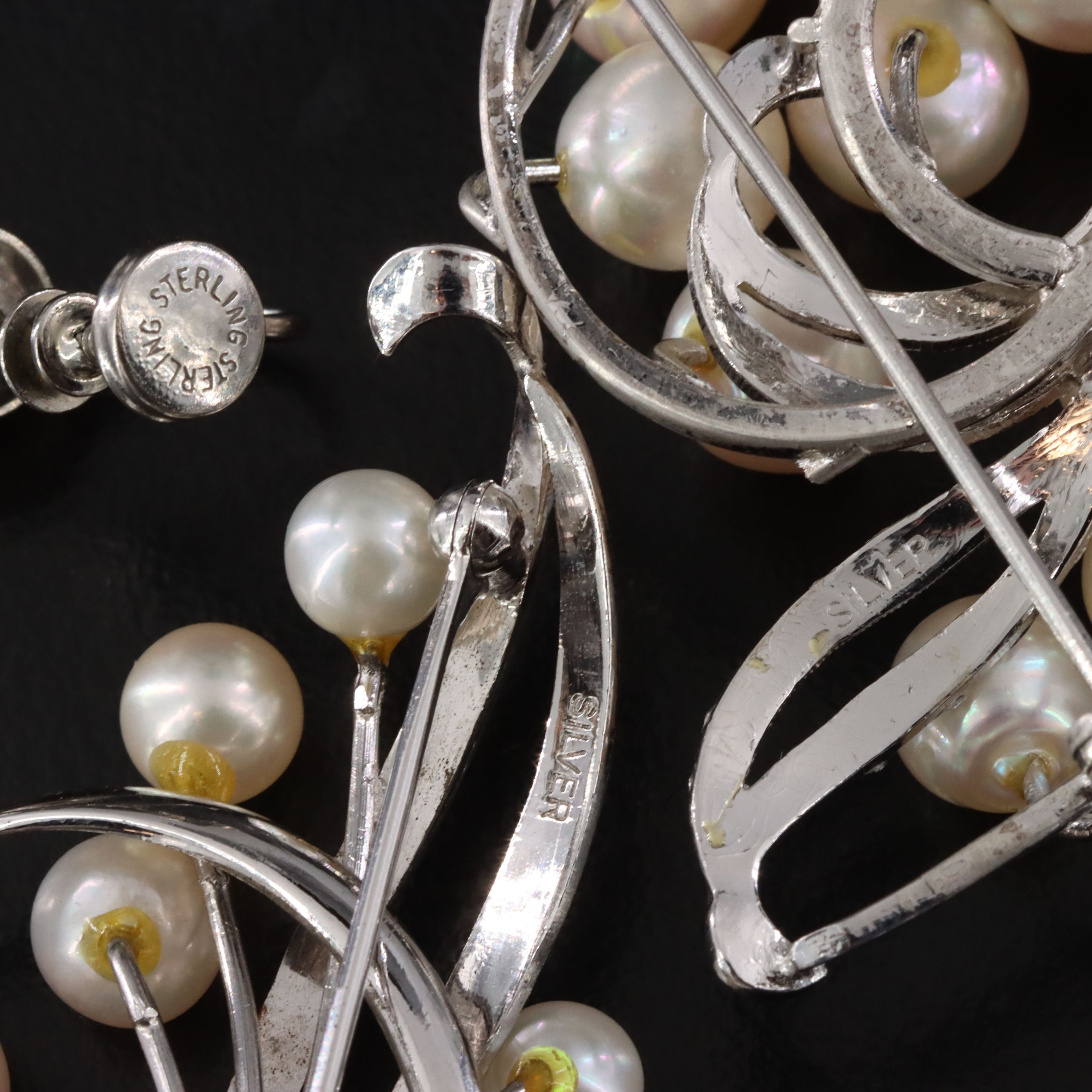 Pearl Brooches with Sterling Earrings