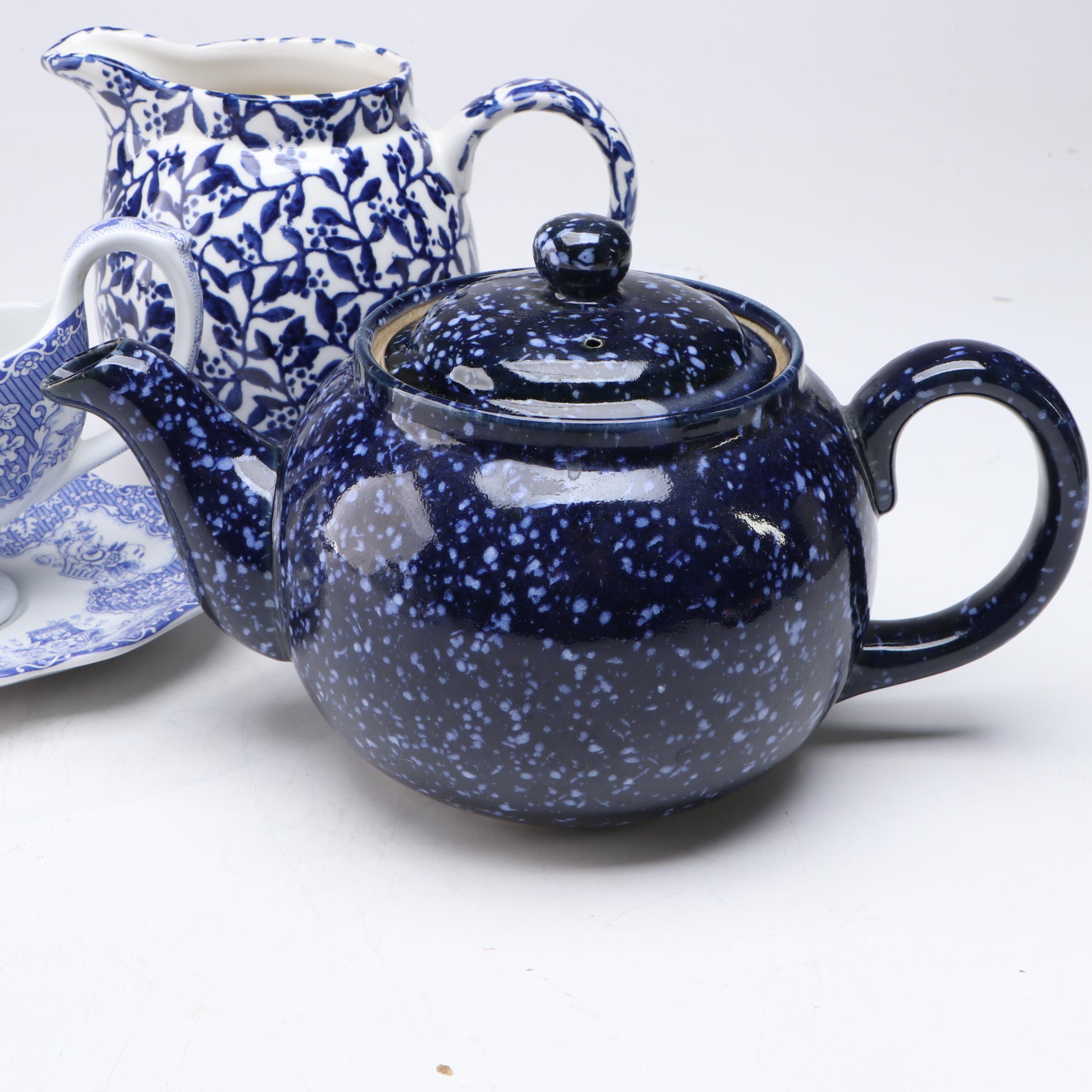Spode "Festival" Gravy Boat with Otagiri Teapot and Other English Tableware