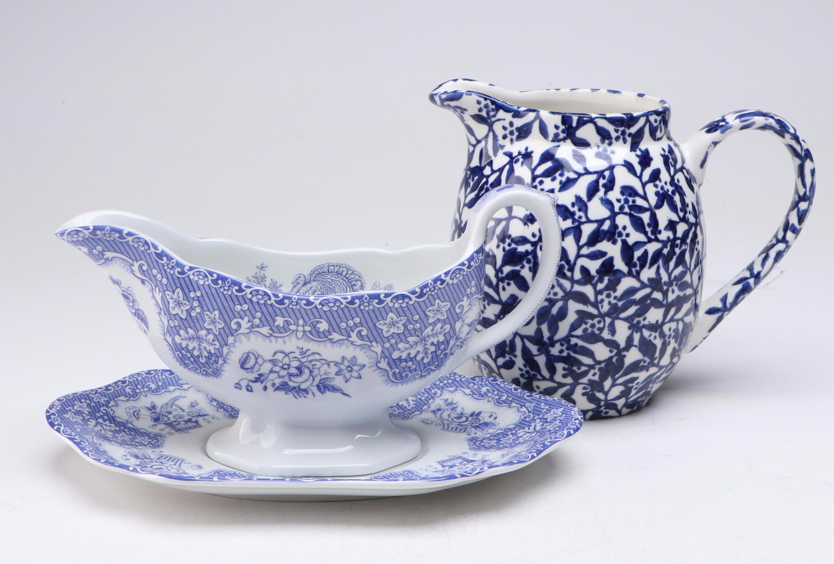 Spode "Festival" Gravy Boat with Otagiri Teapot and Other English Tableware