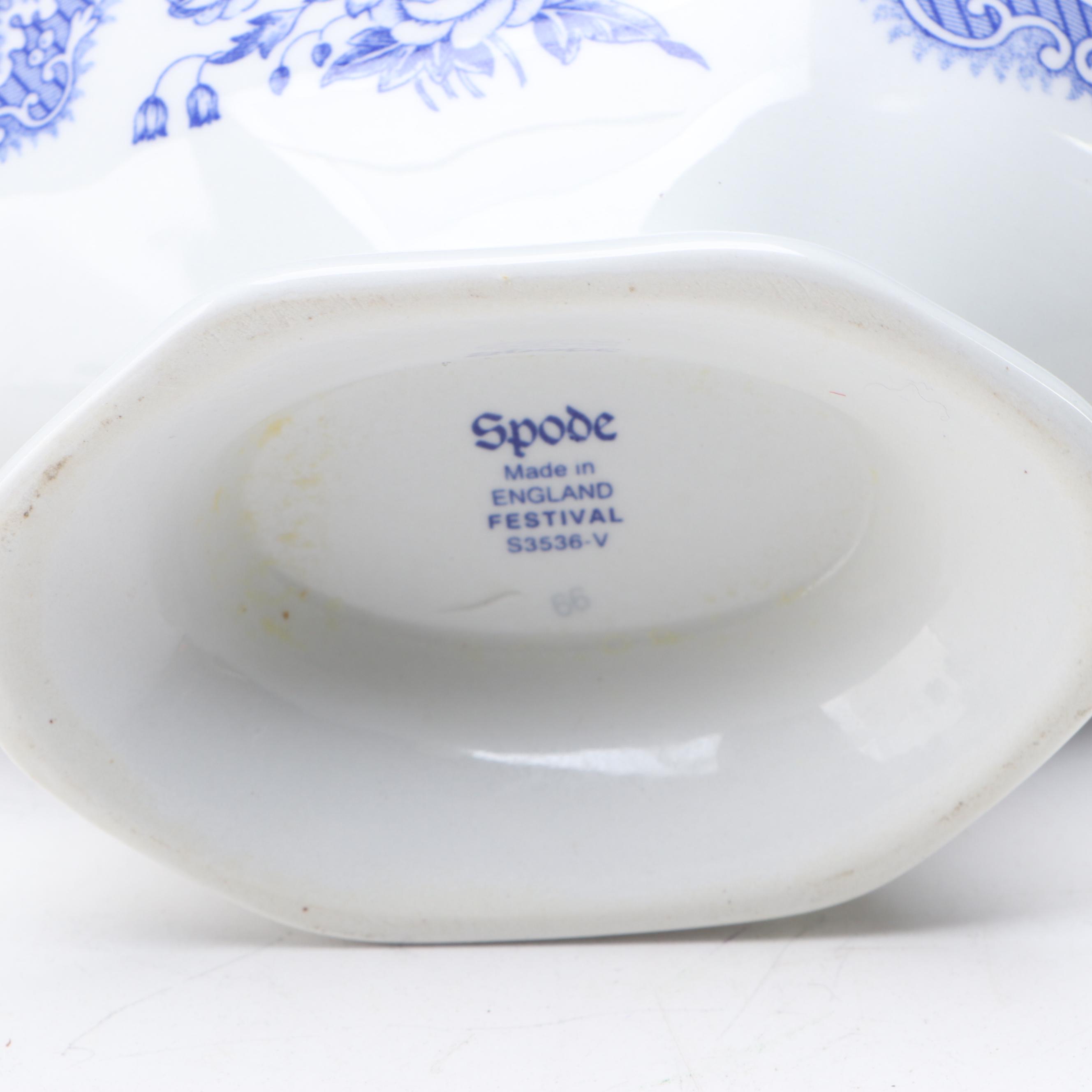 Spode "Festival" Gravy Boat with Otagiri Teapot and Other English Tableware