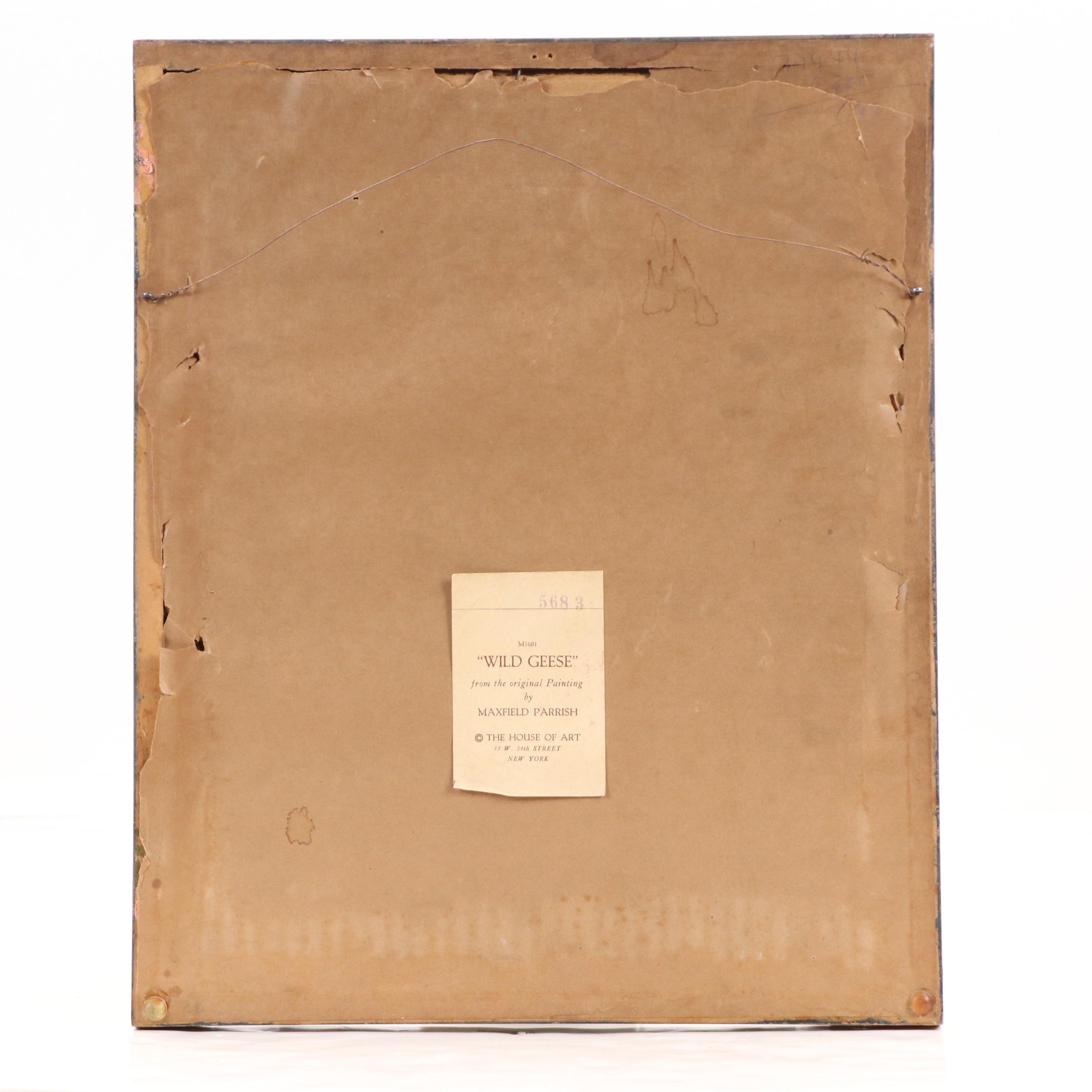 After Maxfield Parrish Offset Lithograph "Wild Geese" and More, Mid-20th Century