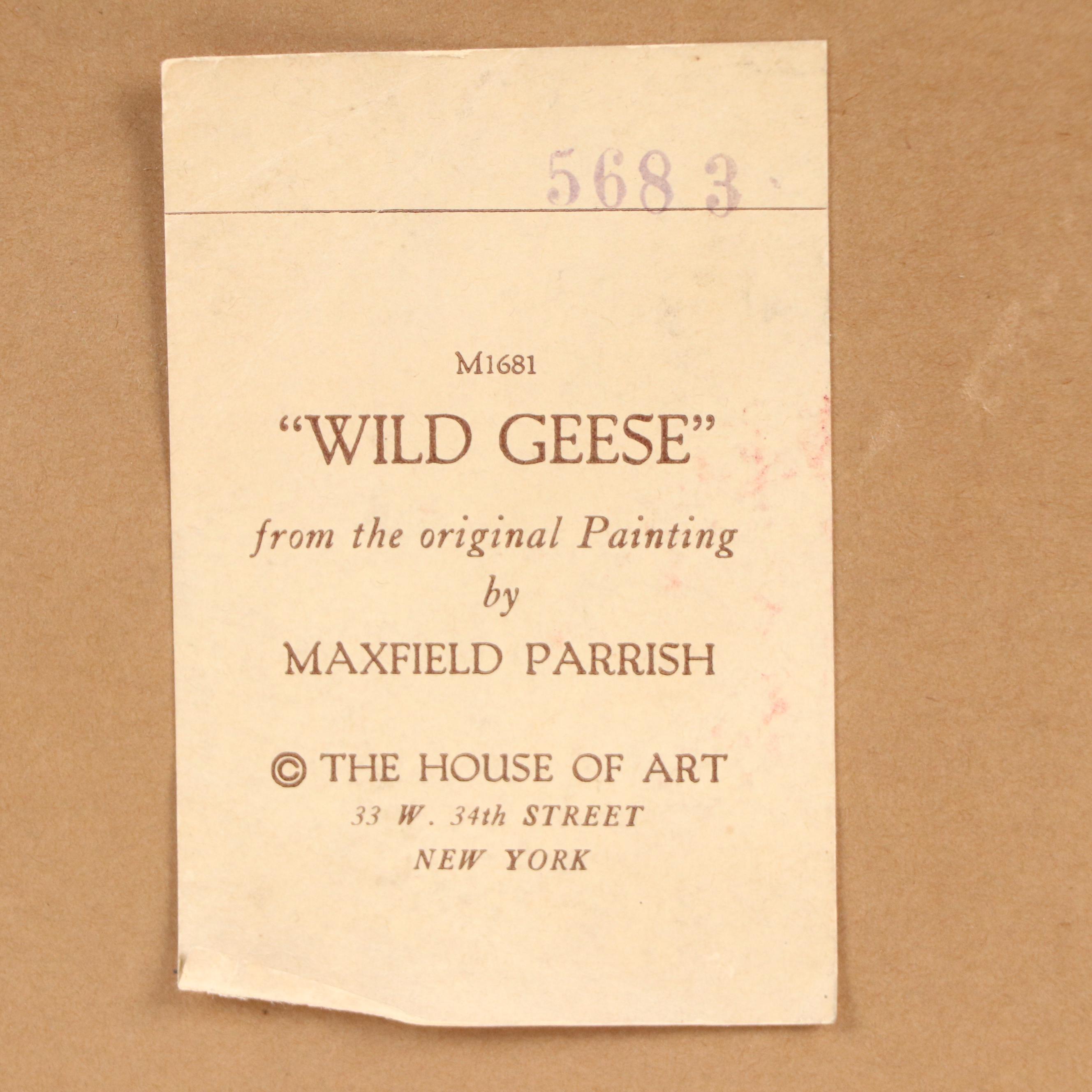 After Maxfield Parrish Offset Lithograph "Wild Geese" and More, Mid-20th Century