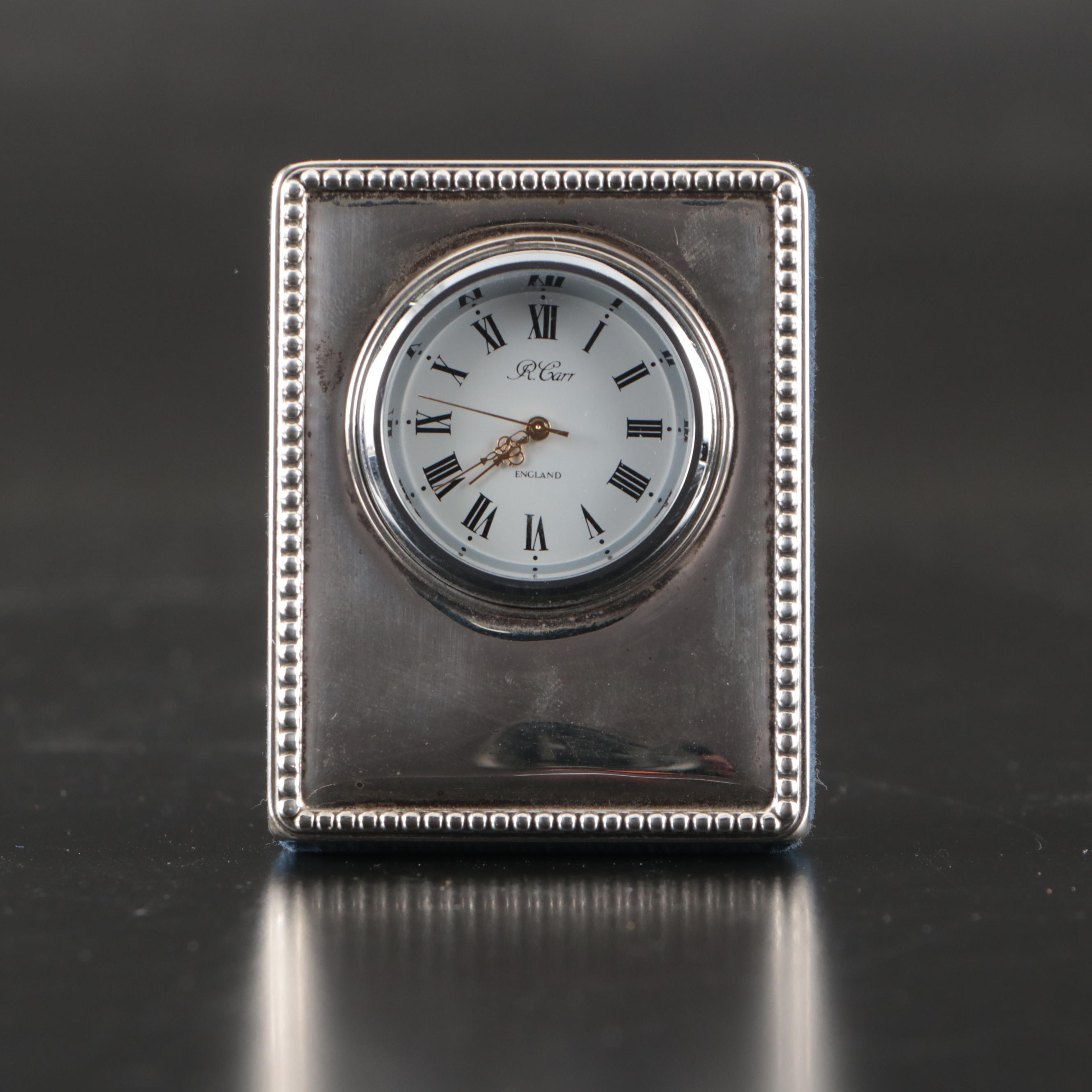 Carrs Sterling Silver Desk Clock and Picture Frames
