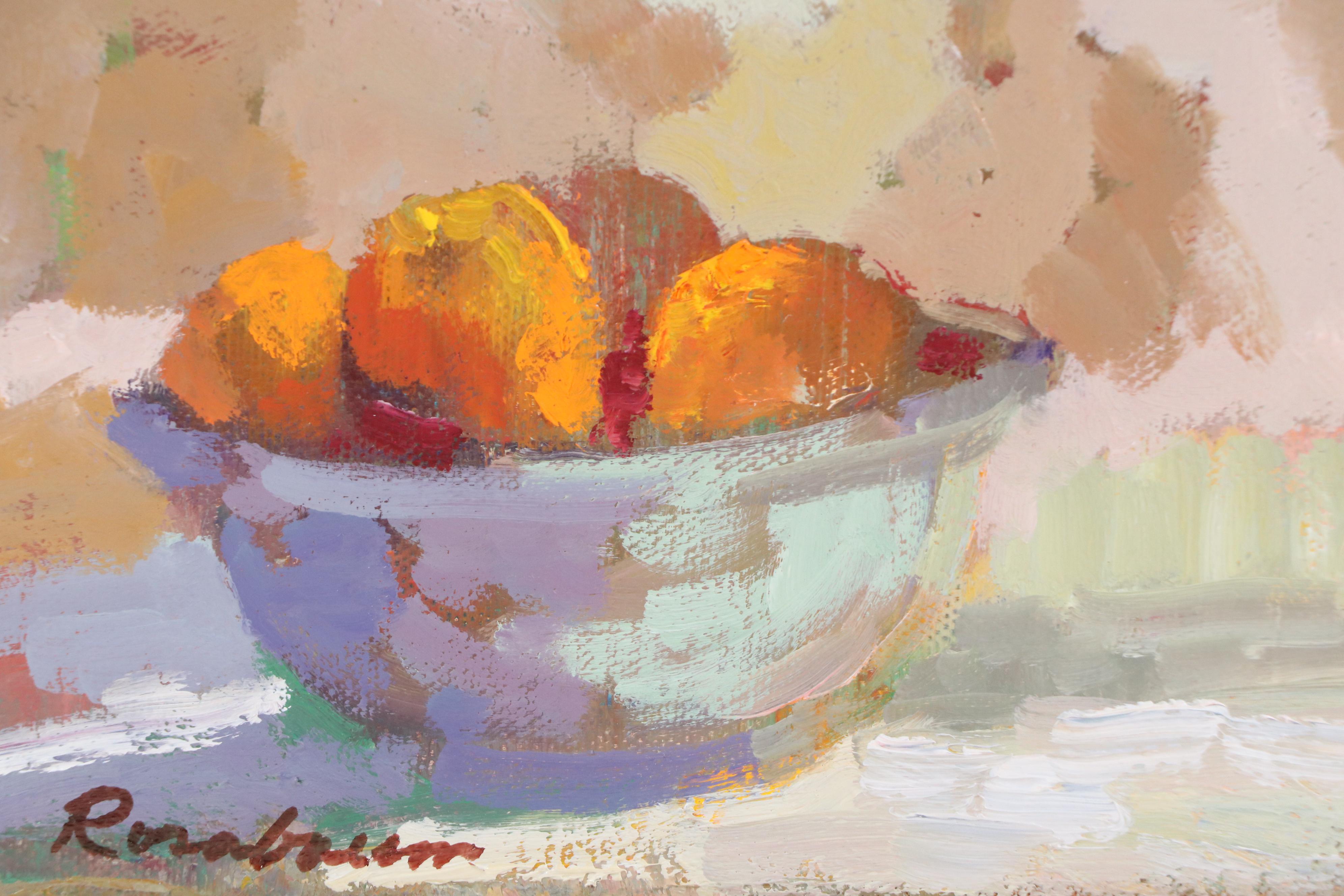 Sally Rosenbaum Oil Painting of Bowl of Oranges, 21st Century