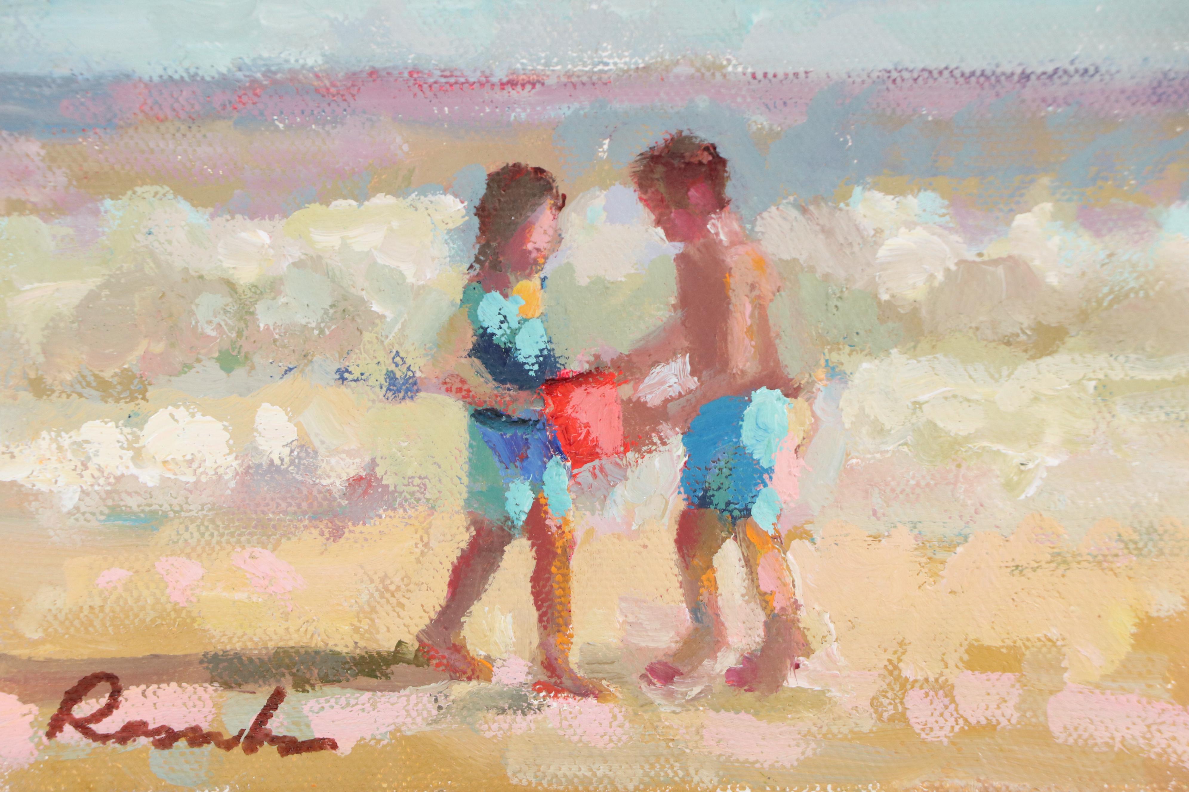Sally Rosenbaum Oil Painting of Impressionistic Beach Scene, 21st Century