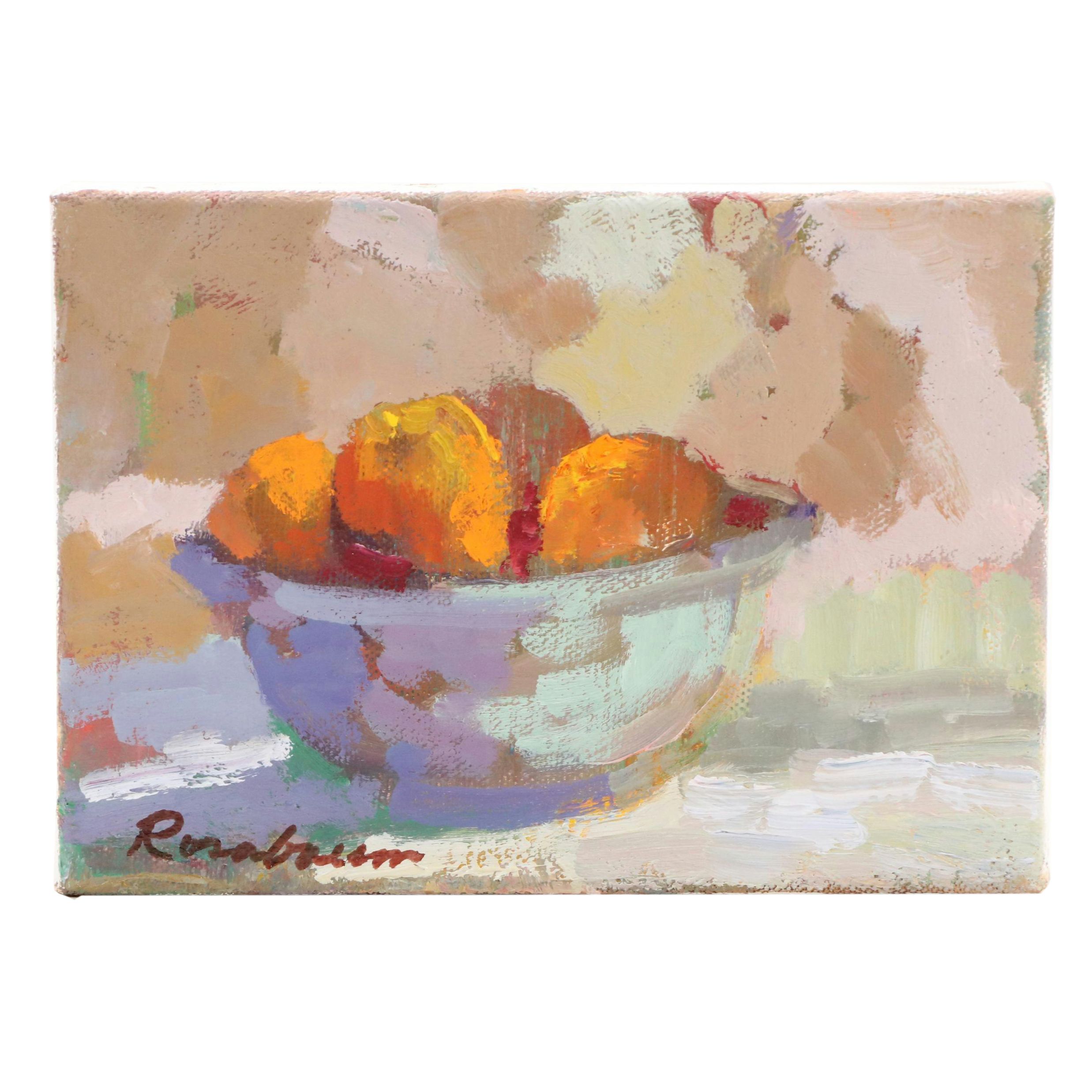 Sally Rosenbaum Oil Painting of Bowl of Oranges, 21st Century
