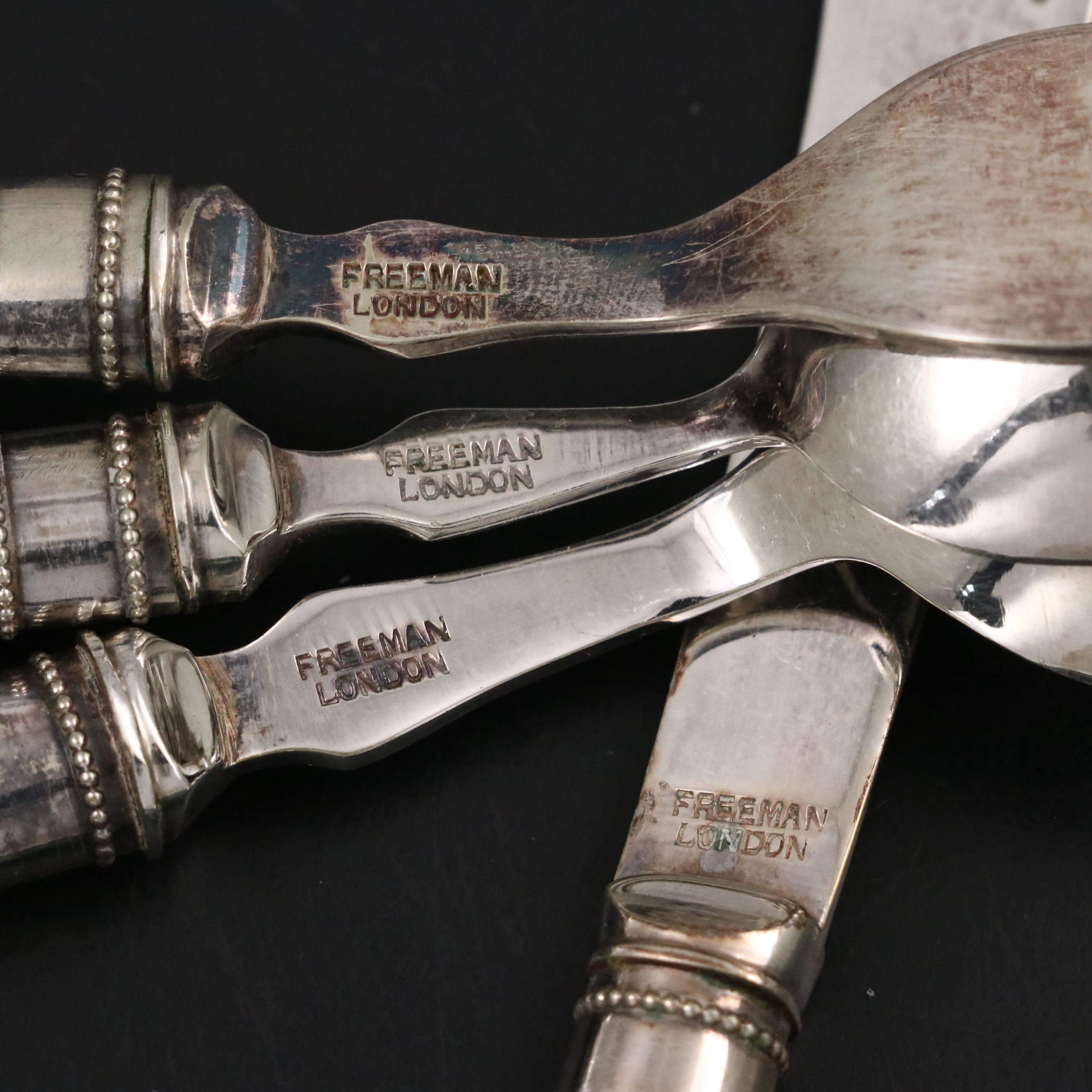 Freeman English Victorian Style Green Resin Handled Flatware In Presentation Box