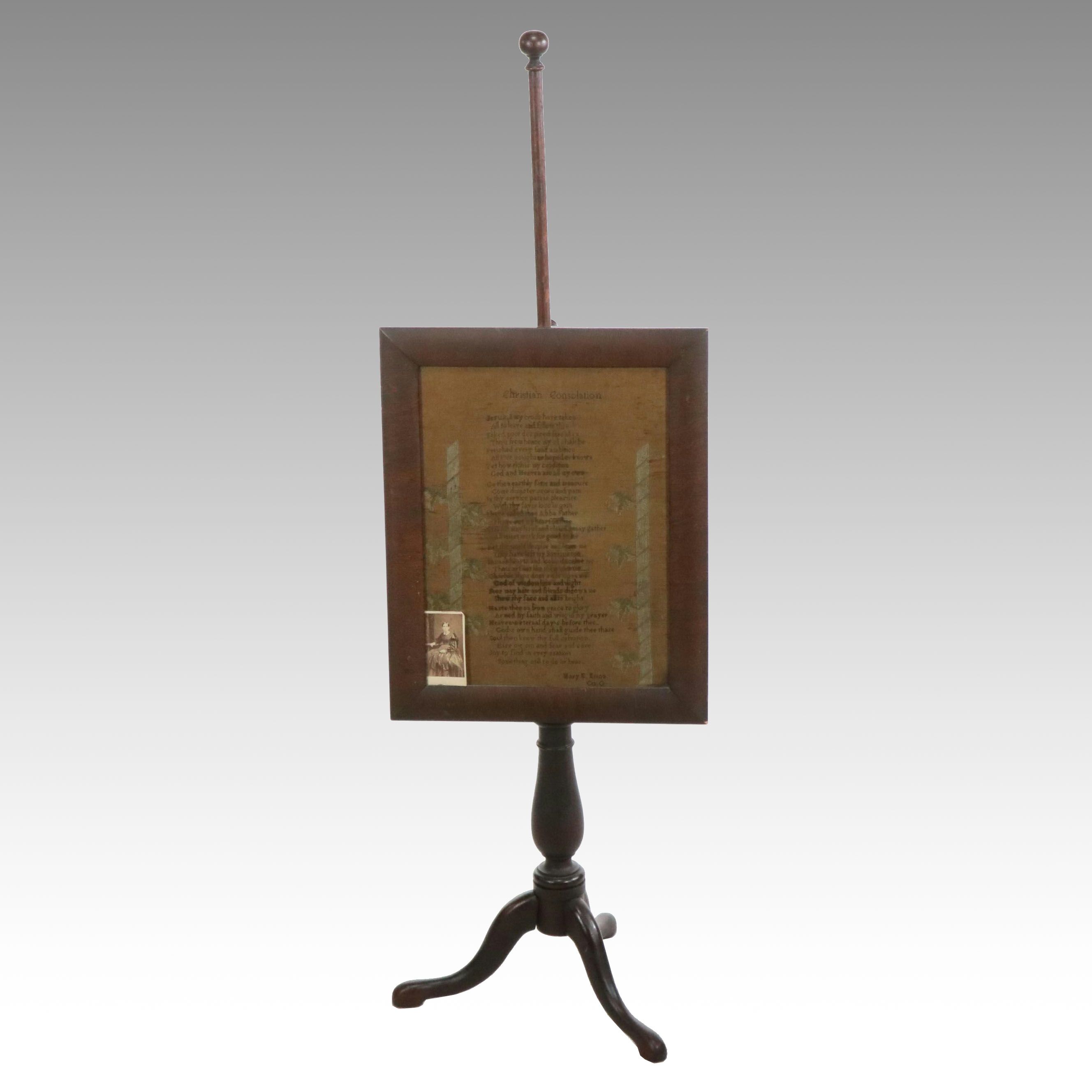 Cincinnati Made "Christian Consolation" Framed Needlework Sampler, 19th Century