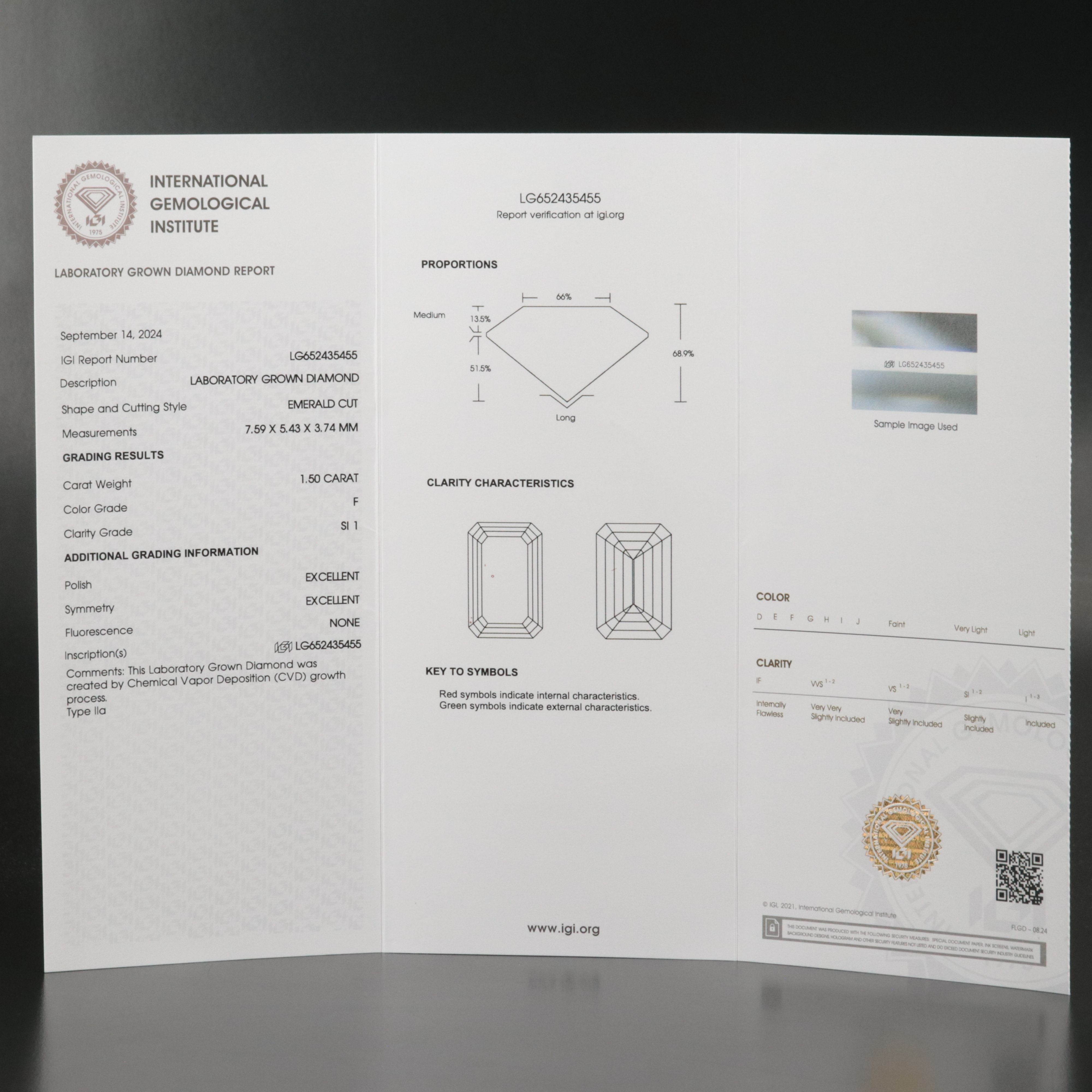 Loose 1.50 CT Lab Grown Diamond with IGI Report